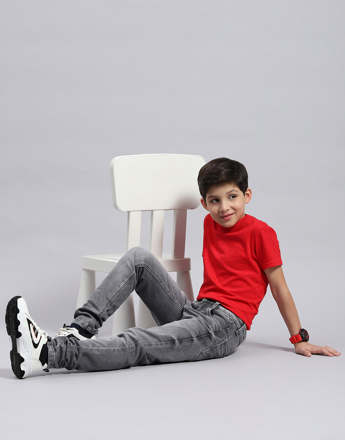 Boys Grey Light Wash Slim Fit Denim
