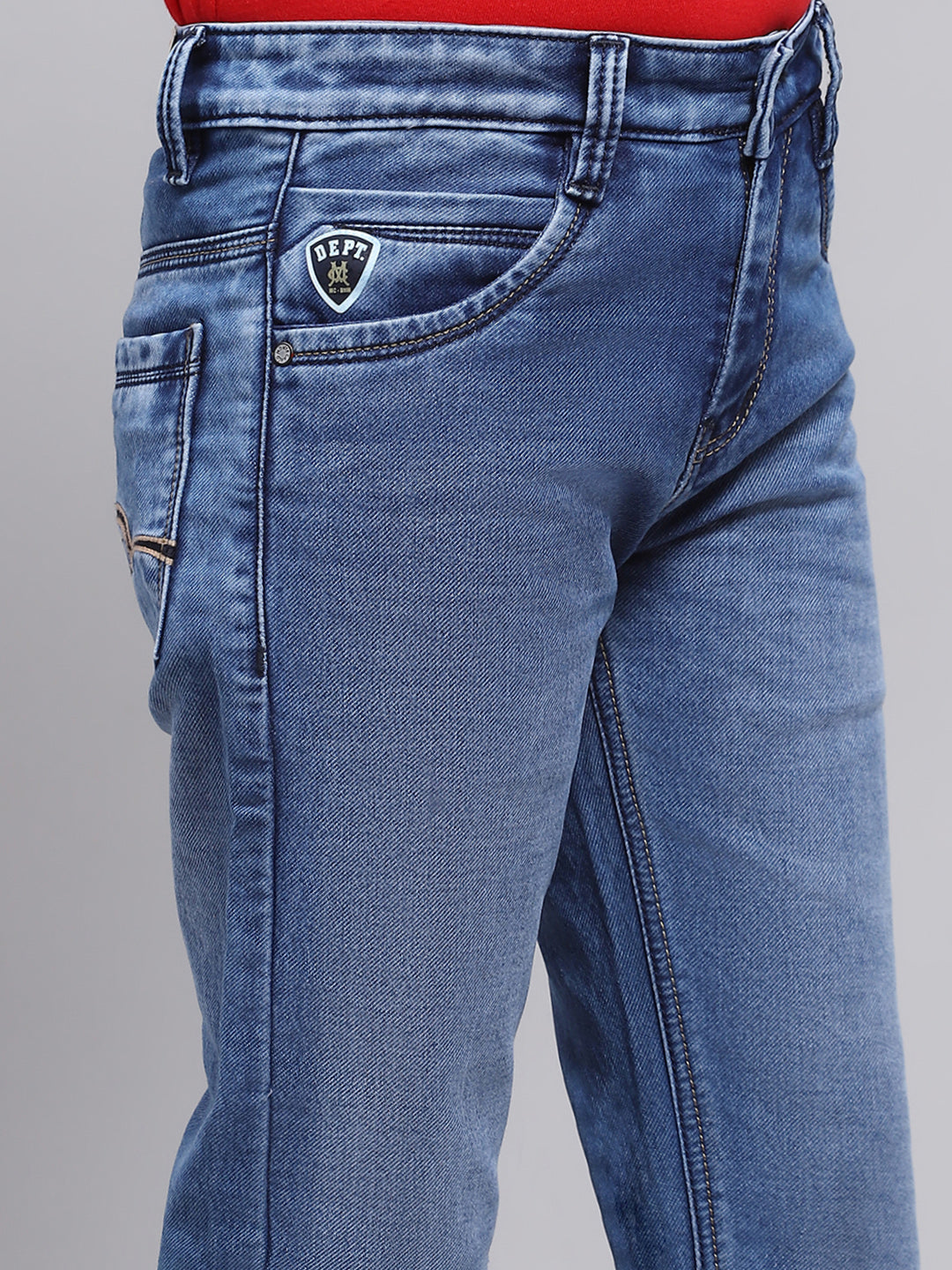 Boys Blue Solid Slim Fit Denim