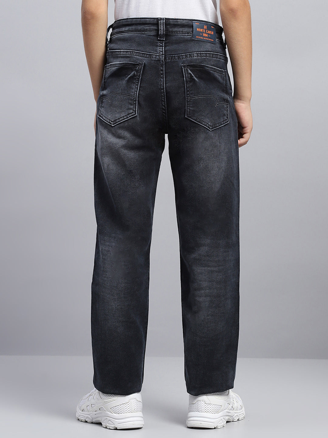 Boys Grey Light Wash Straight Fit Denim