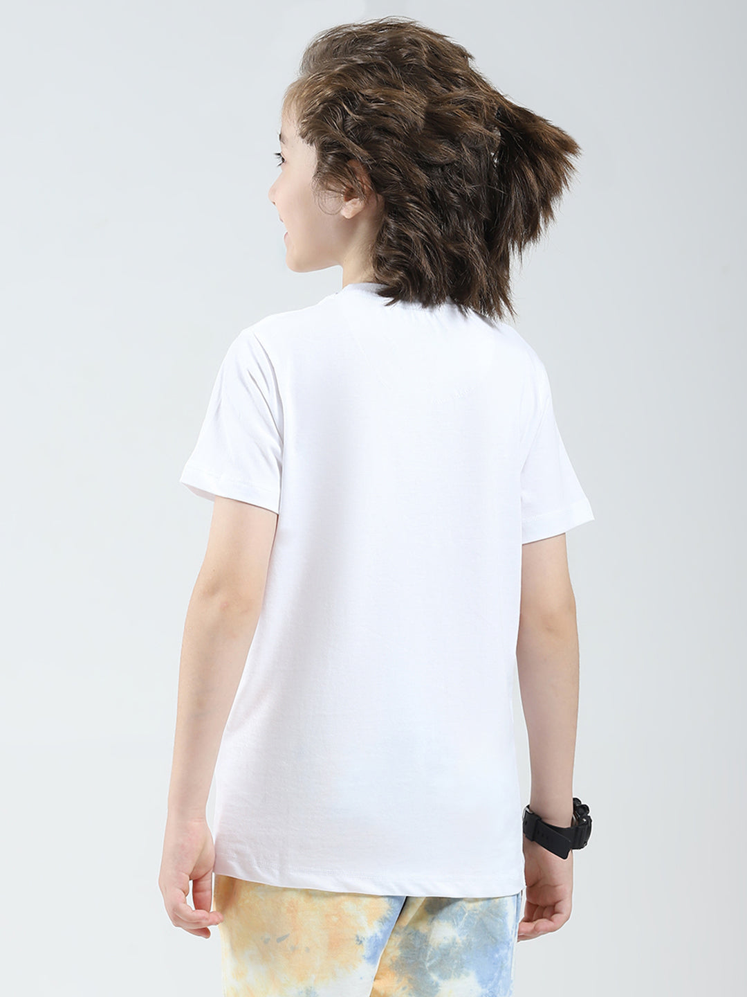 Boys White & Blue Printed Round Neck Half Sleeve T-Shirt (Pack of 2)