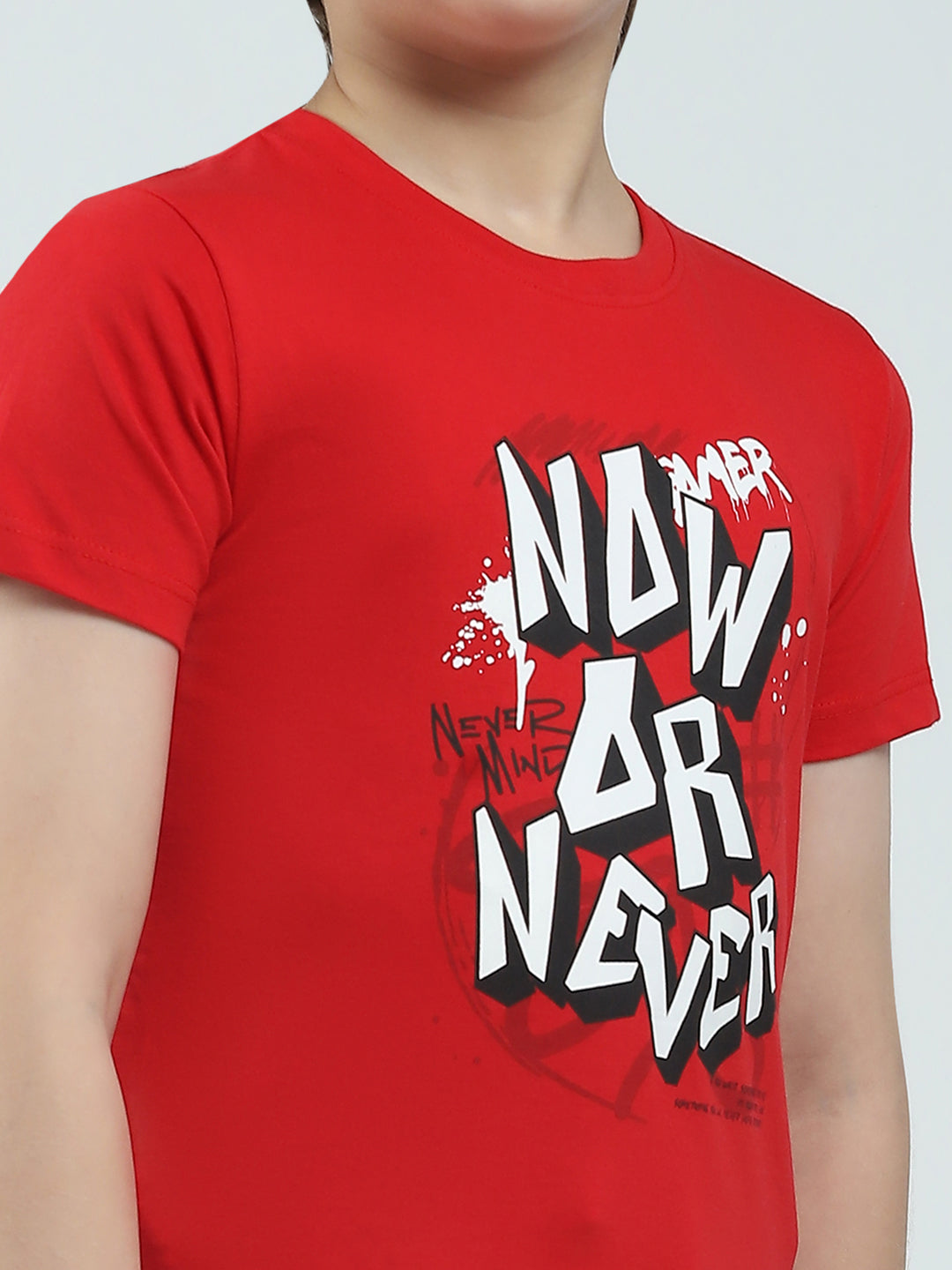 Boys Red & Off White Printed Round Neck Half Sleeve T-Shirt (Pack of 2)