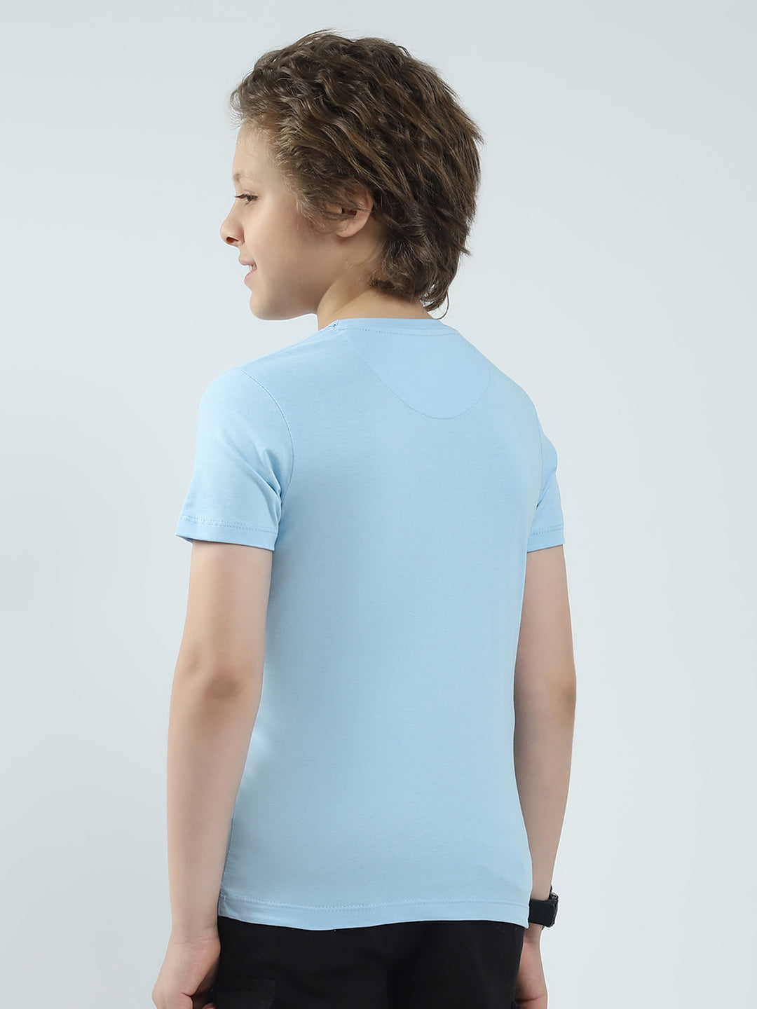 Boys Blue & Orange Printed Round Neck Half Sleeve T-Shirt (Pack of 2)