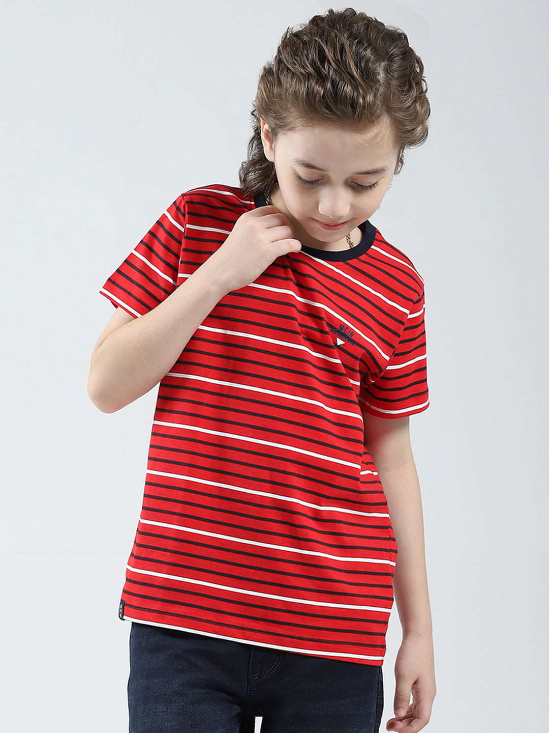 Boys Red, White & Blue Printed Round Neck Half Sleeve T-Shirt (Pack of 3)