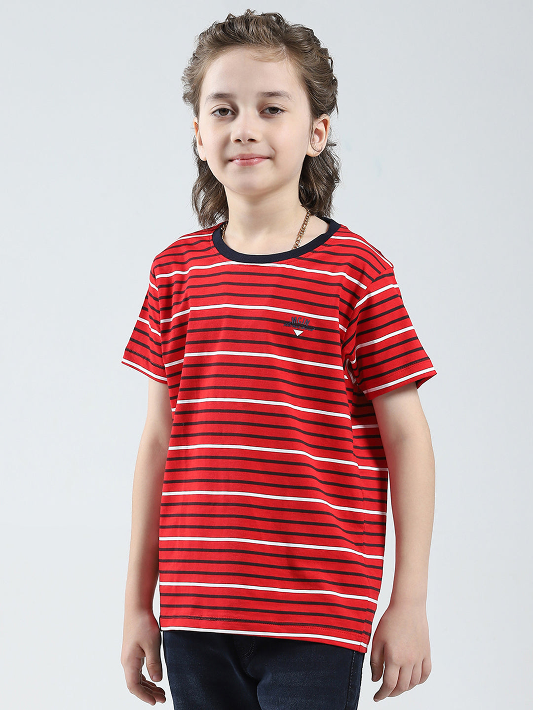 Boys Red, White & Blue Printed Round Neck Half Sleeve T-Shirt (Pack of 3)