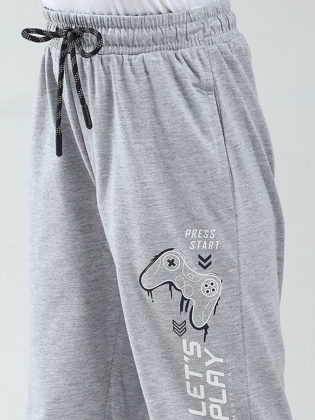 Boys Grey Printed Regular Fit Lower