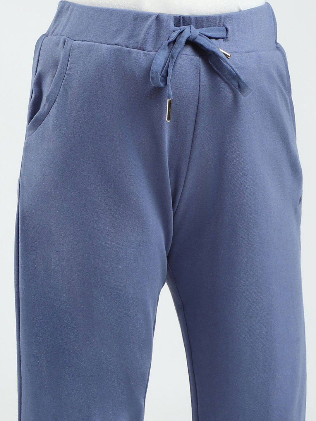 Girls Blue Solid Regular Fit Capri