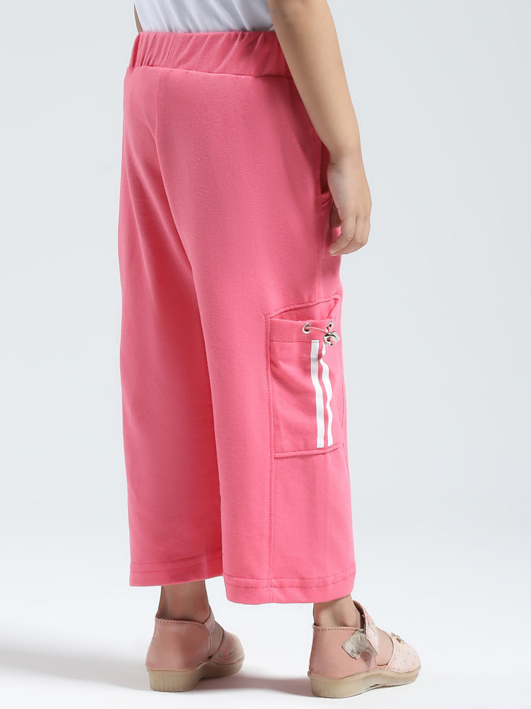 Girls Pink Solid Regular Fit Capri