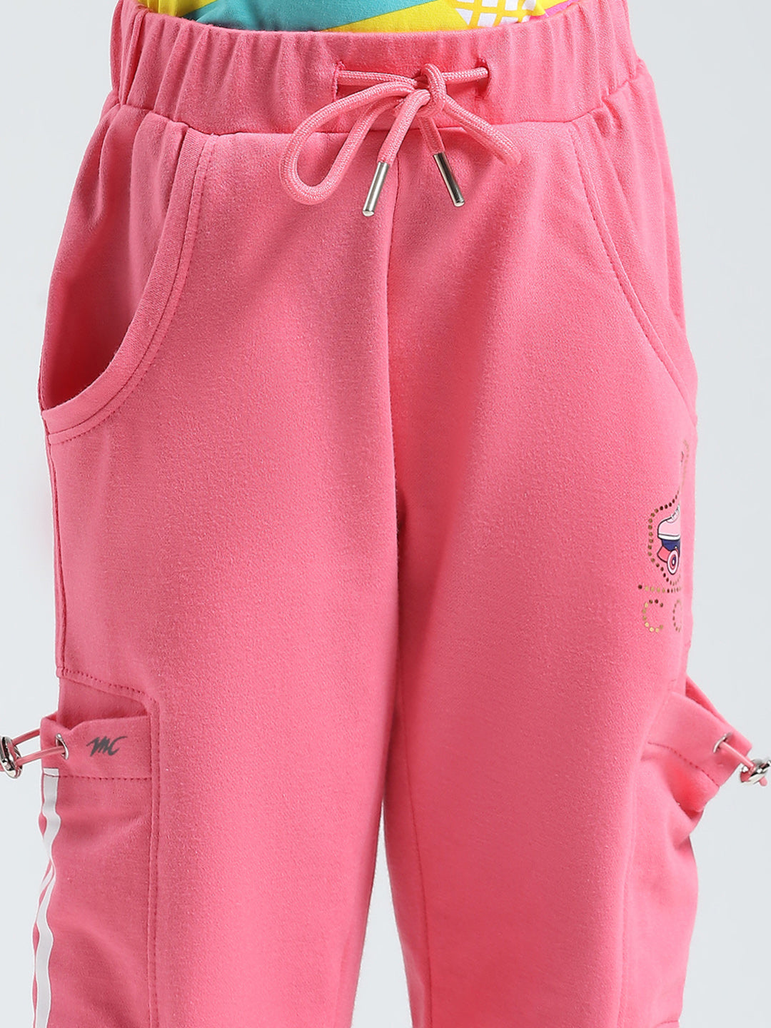 Girls Pink Solid Regular Fit Capri