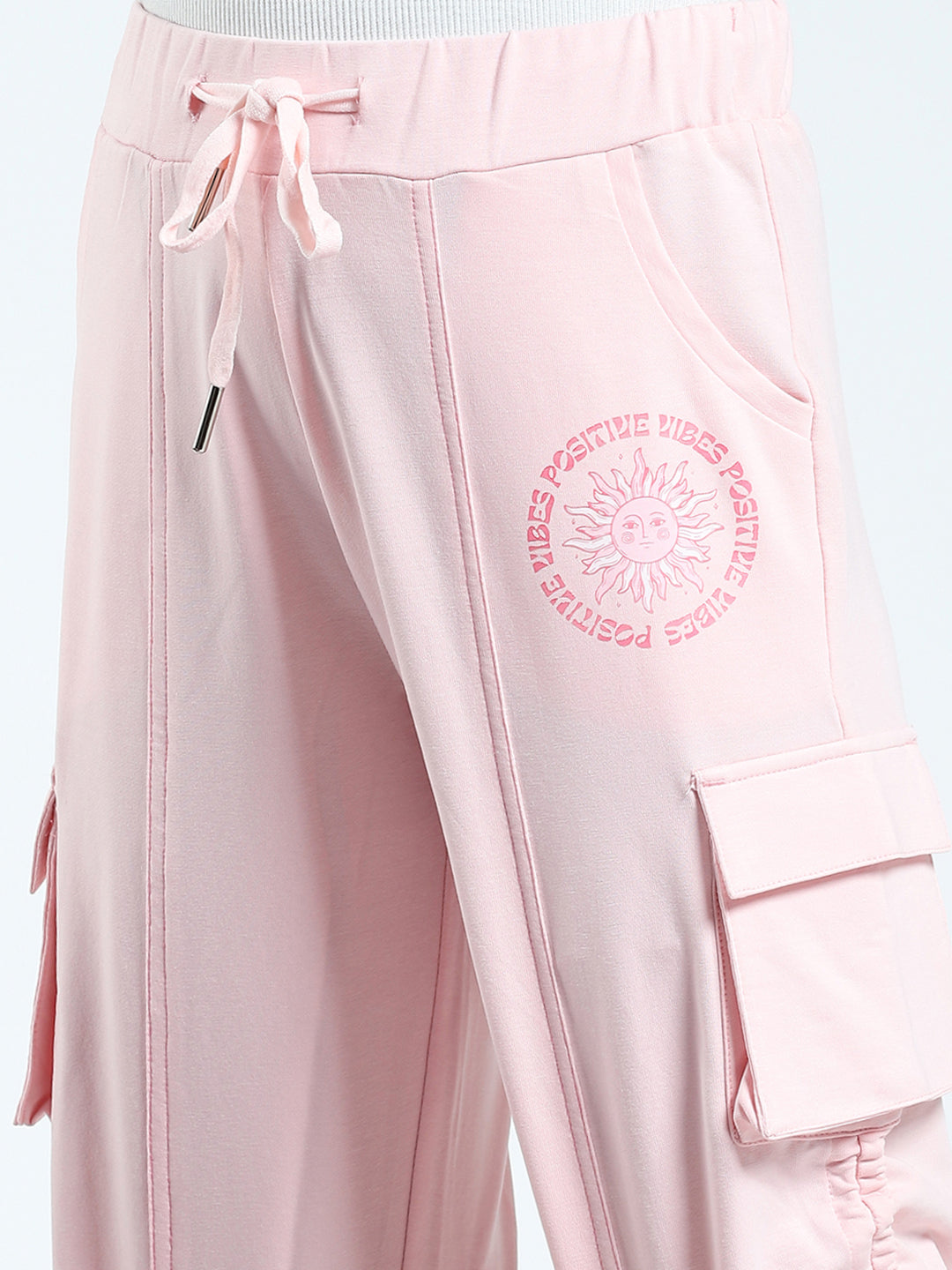 Girls Pink Solid Regular Fit Capri