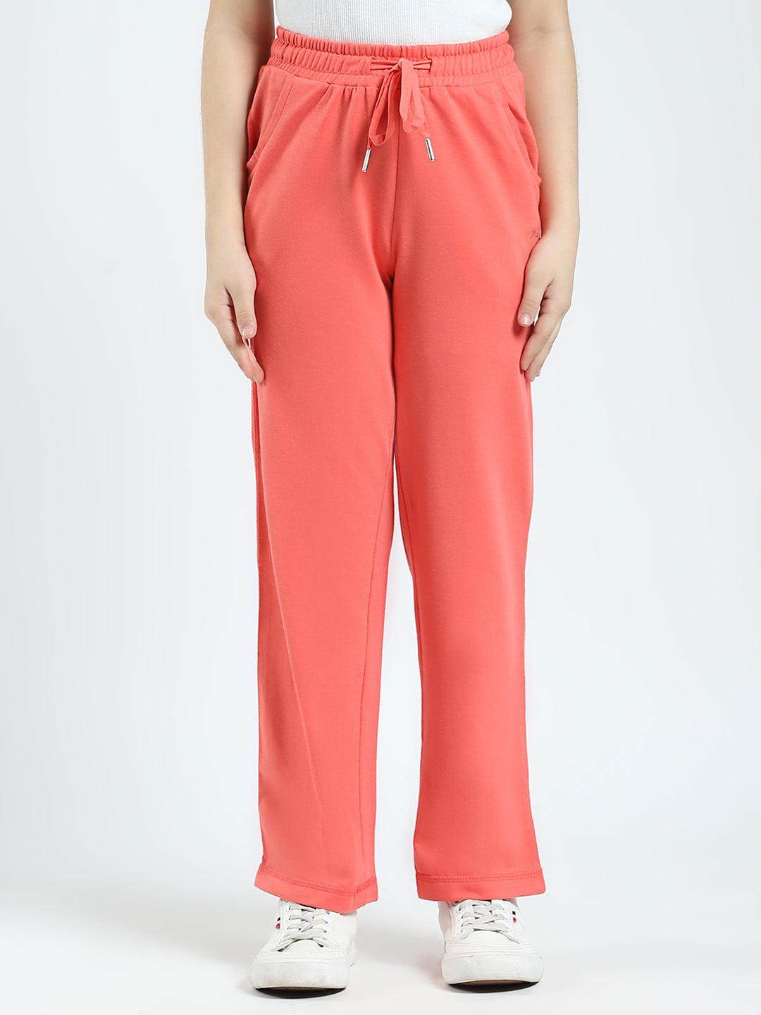 Girls Coral Solid Regular Fit Lower