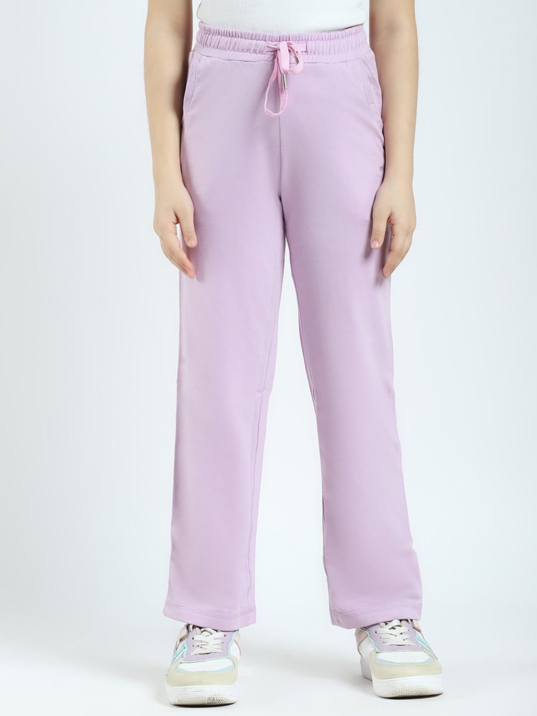 Girls Purple Solid Regular Fit Lower