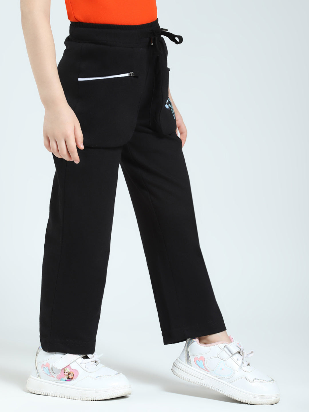 Girls Black Solid Regular Fit Lower