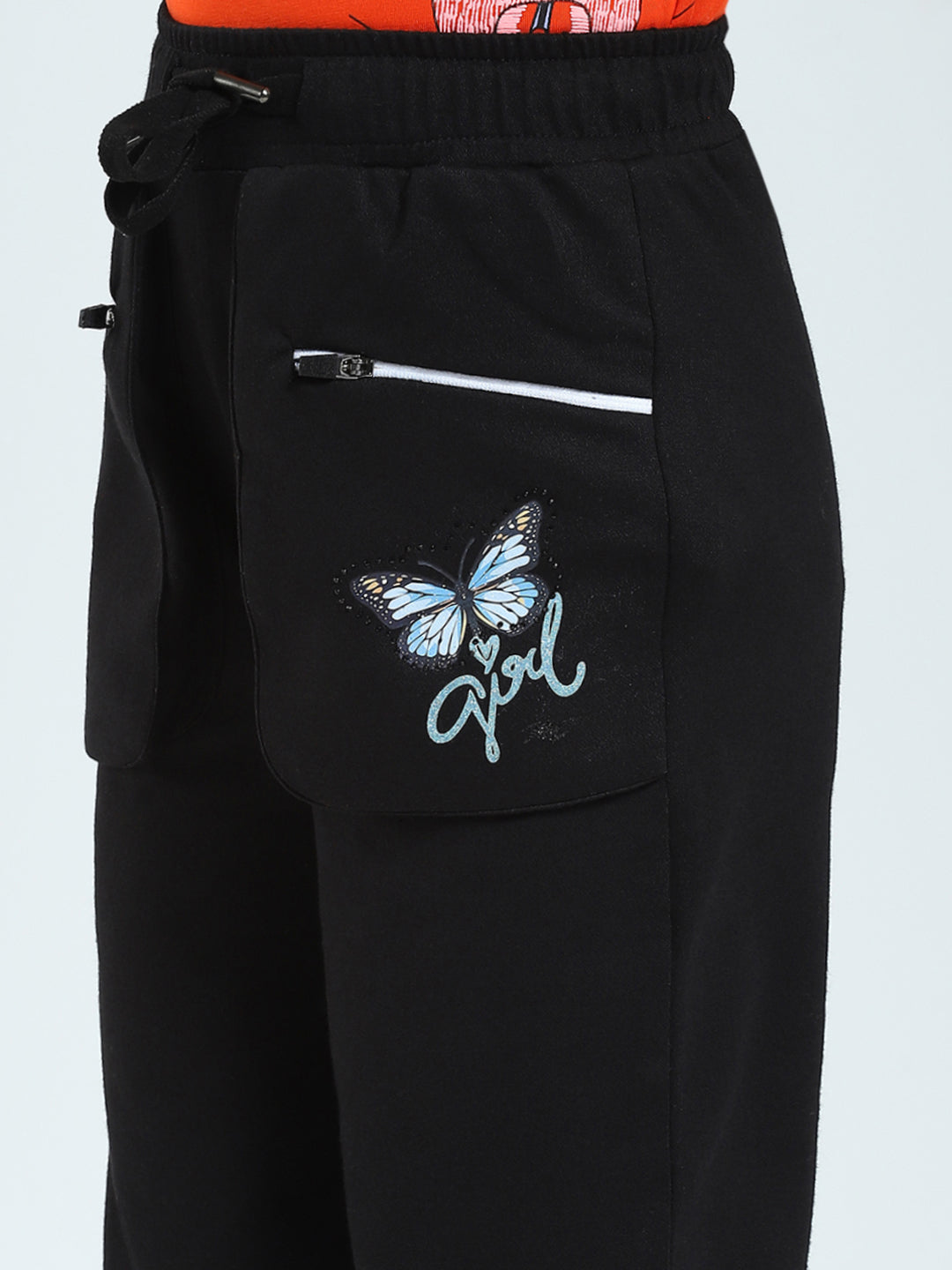 Girls Black Solid Regular Fit Lower