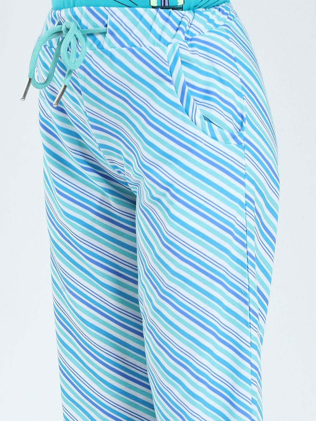 Girls Green Printed Round Neck Half Sleeve Lower Set