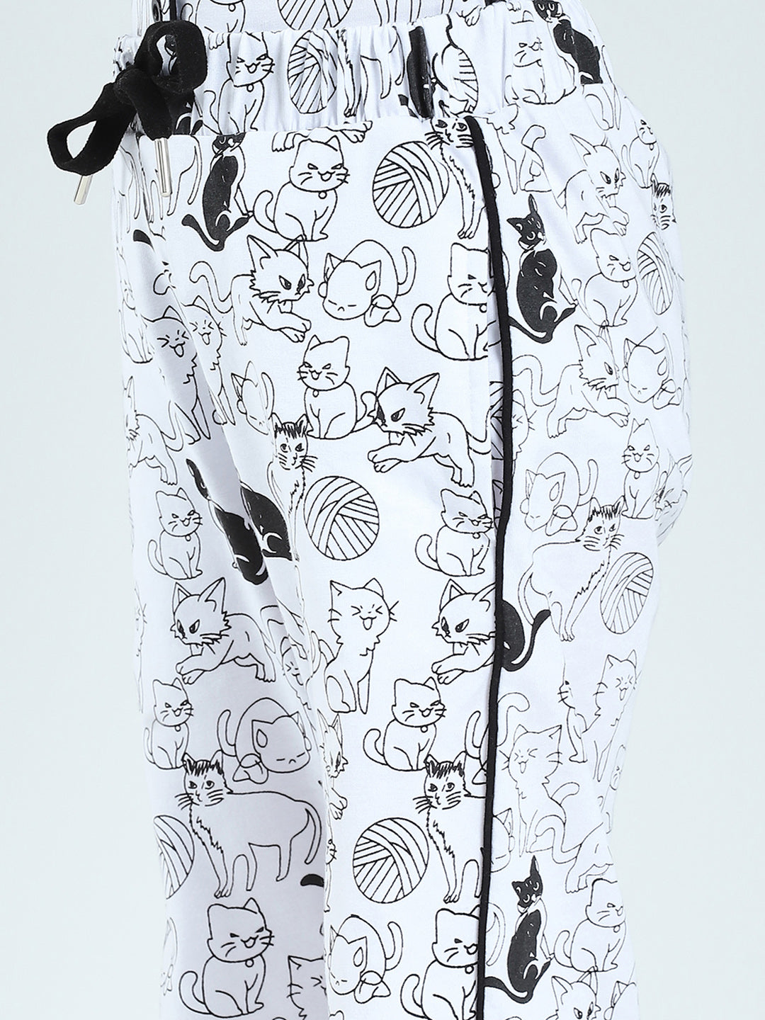 Girls White Printed Collar Half Sleeve Lower Set