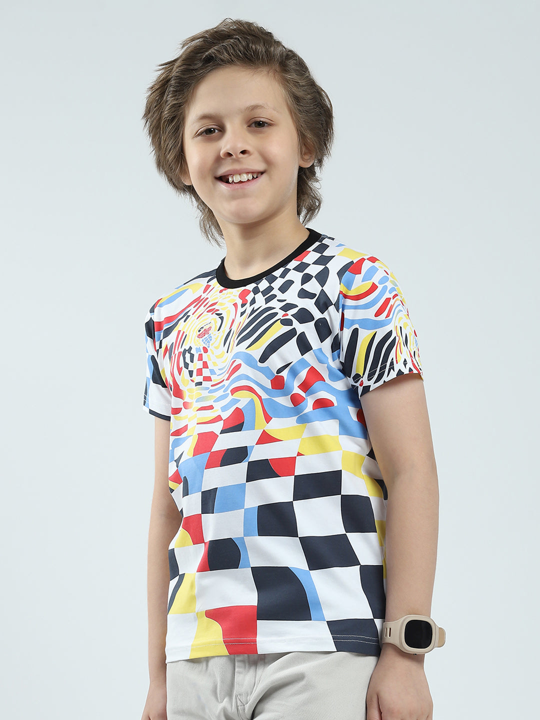 Boys Multicolor Printed Round Neck Half Sleeve T-Shirt