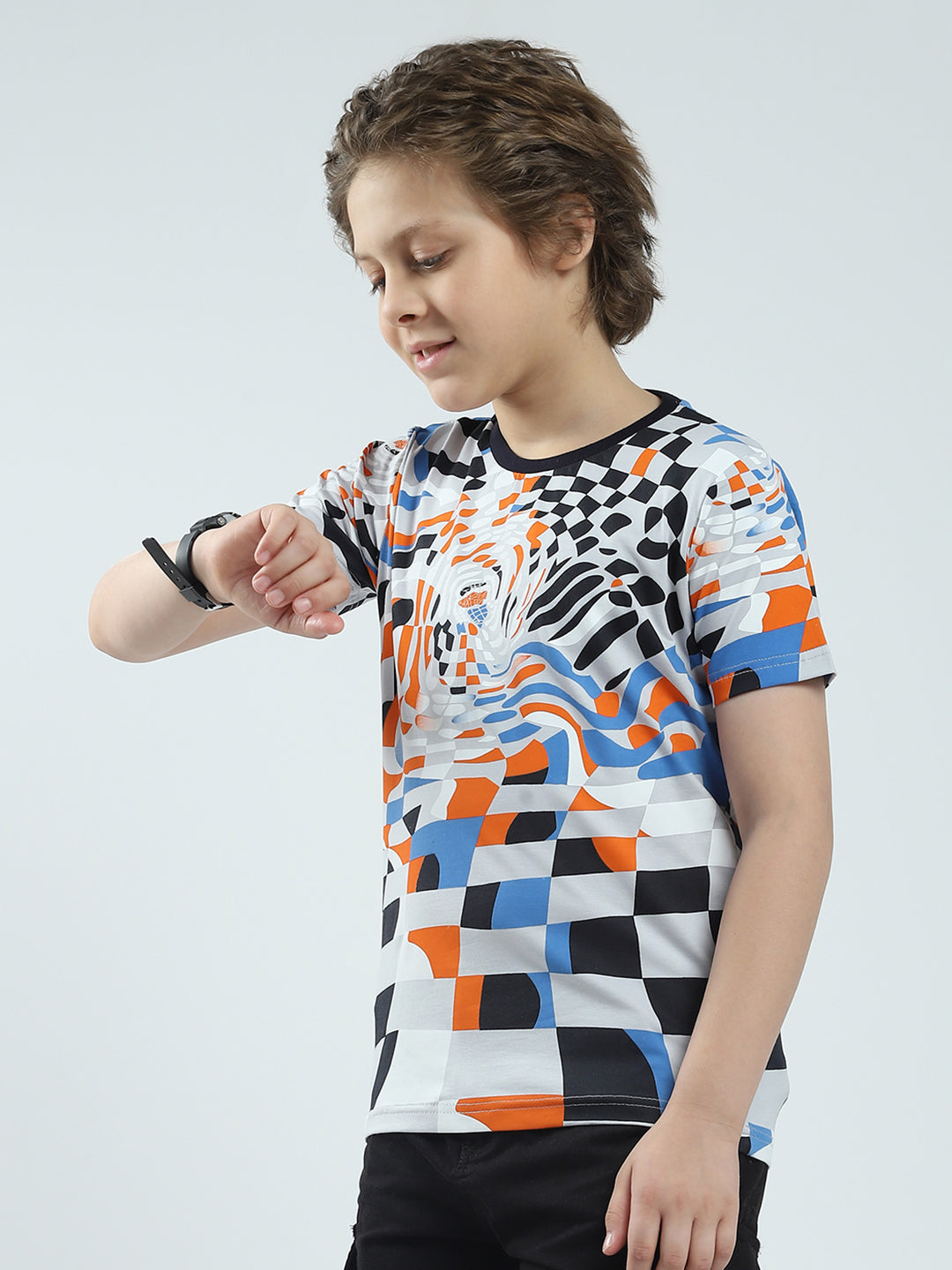 Boys Multicolor Printed Round Neck Half Sleeve T-Shirt