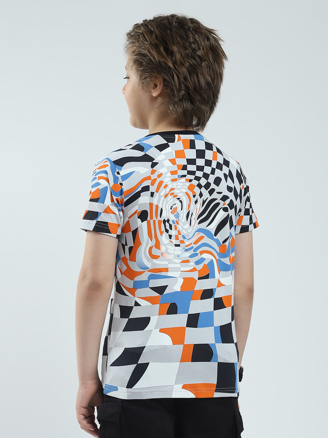 Boys Multicolor Printed Round Neck Half Sleeve T-Shirt