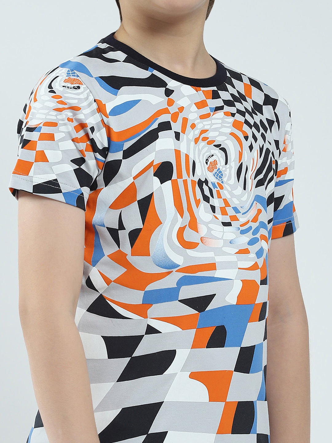 Boys Multicolor Printed Round Neck Half Sleeve T-Shirt