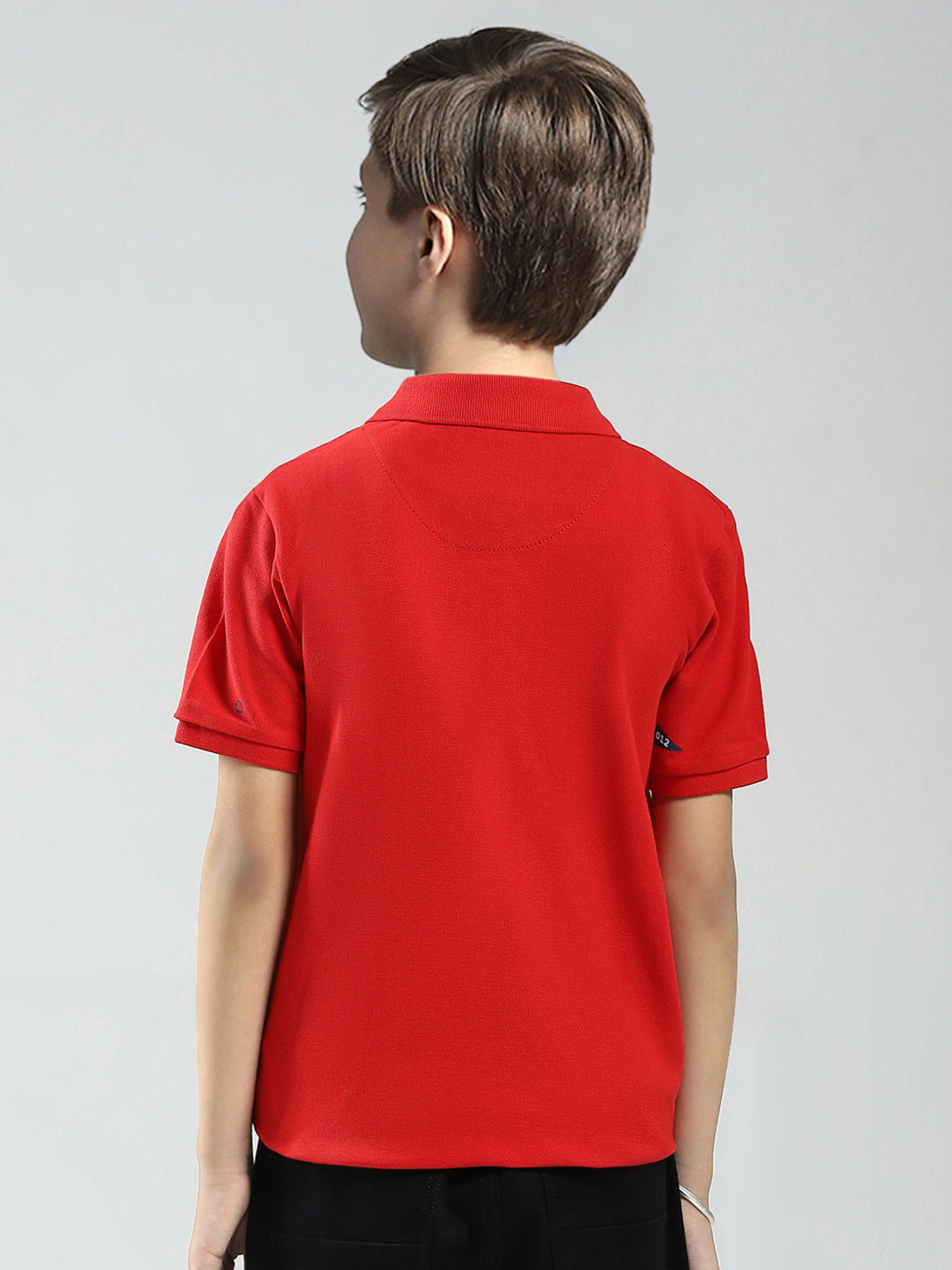 Boys Red Printed Collar Half Sleeve T-Shirt