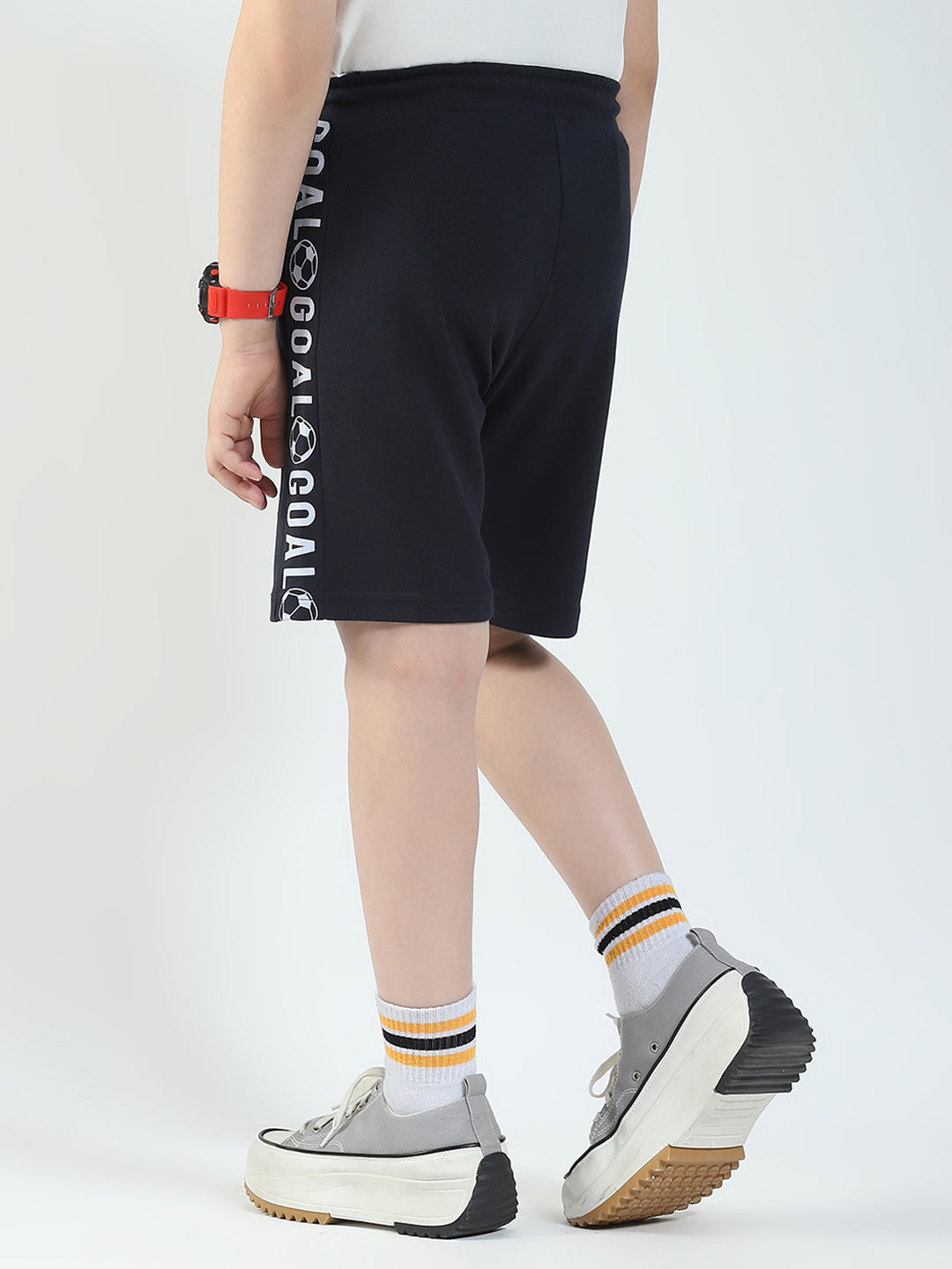 Boys Navy Blue Printed Regular Fit Bermuda