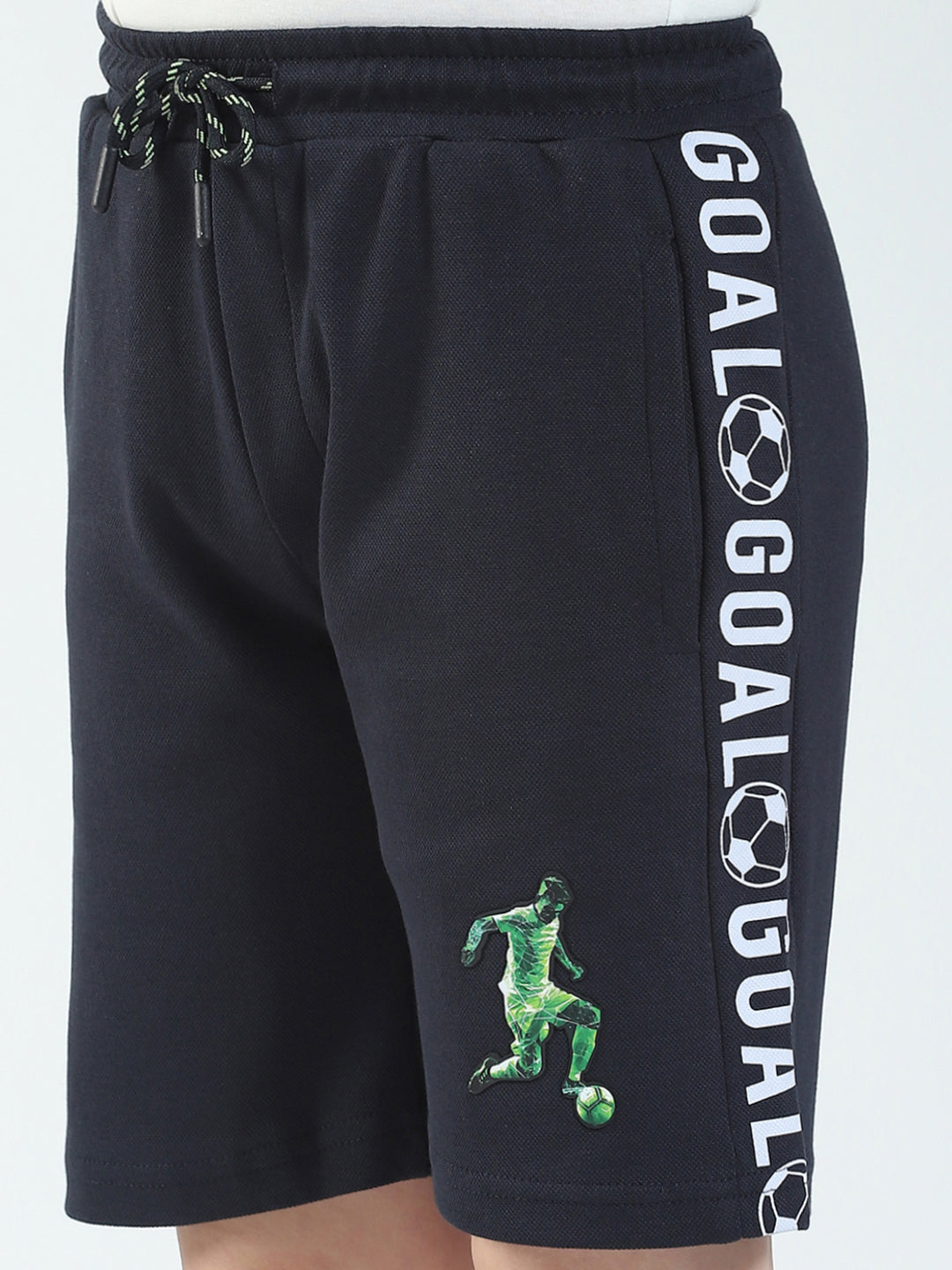 Boys Navy Blue Printed Regular Fit Bermuda