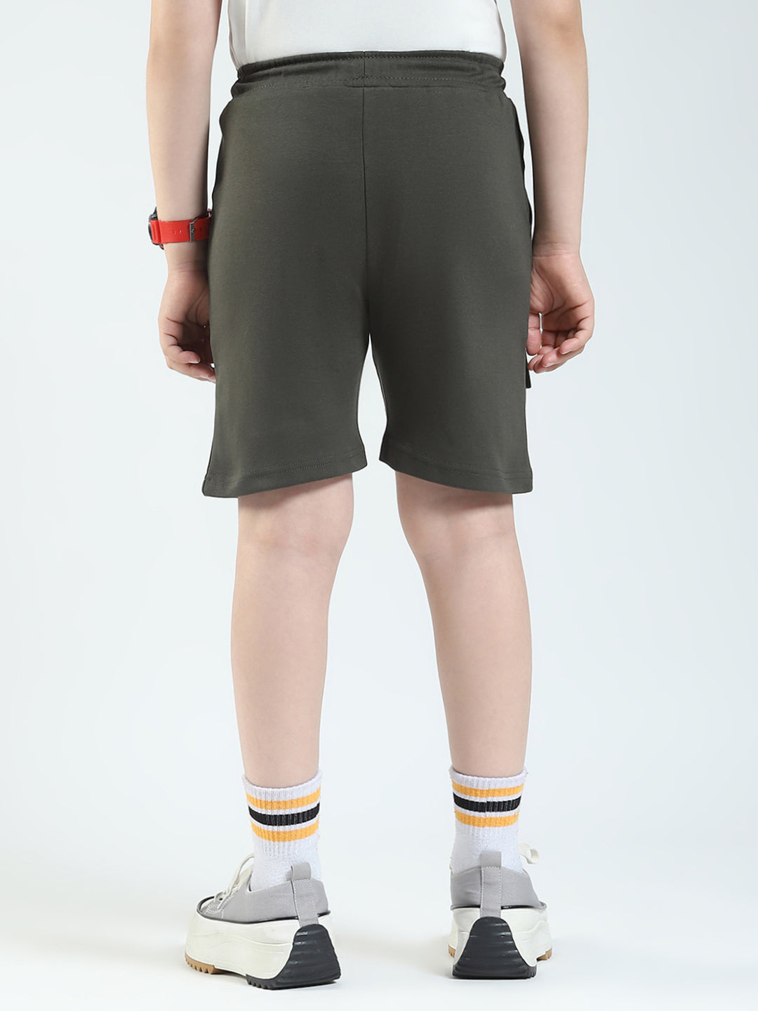 Boys Olive Printed Regular Fit Bermuda