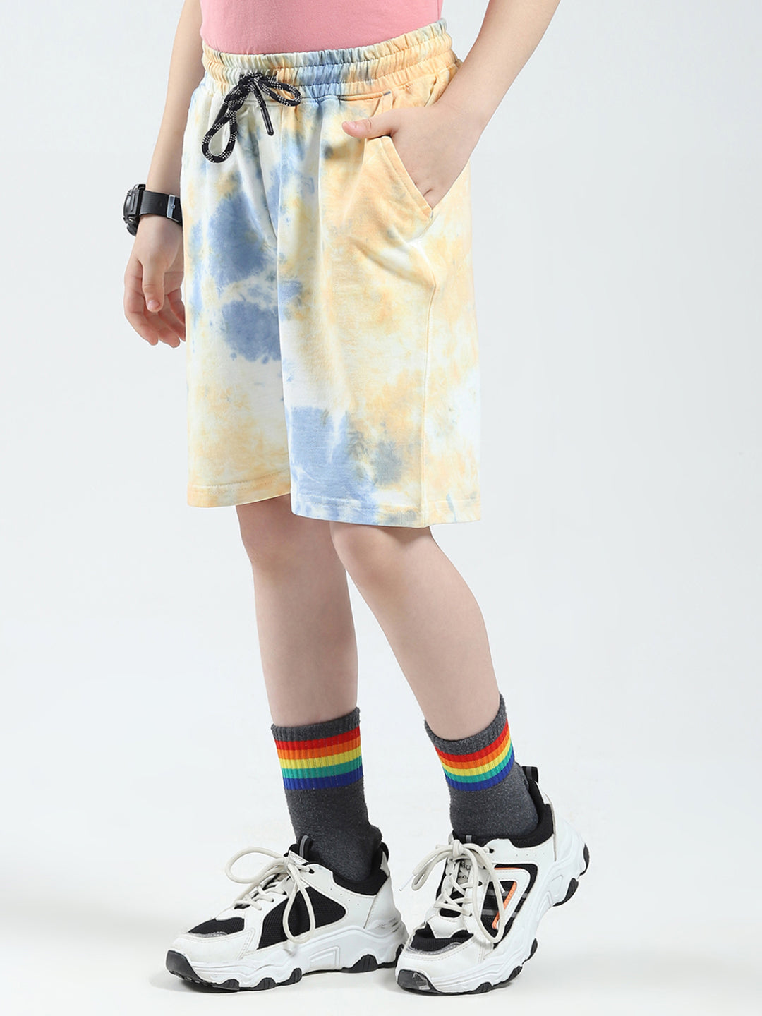 Boys Blue Printed Regular Fit Bermuda