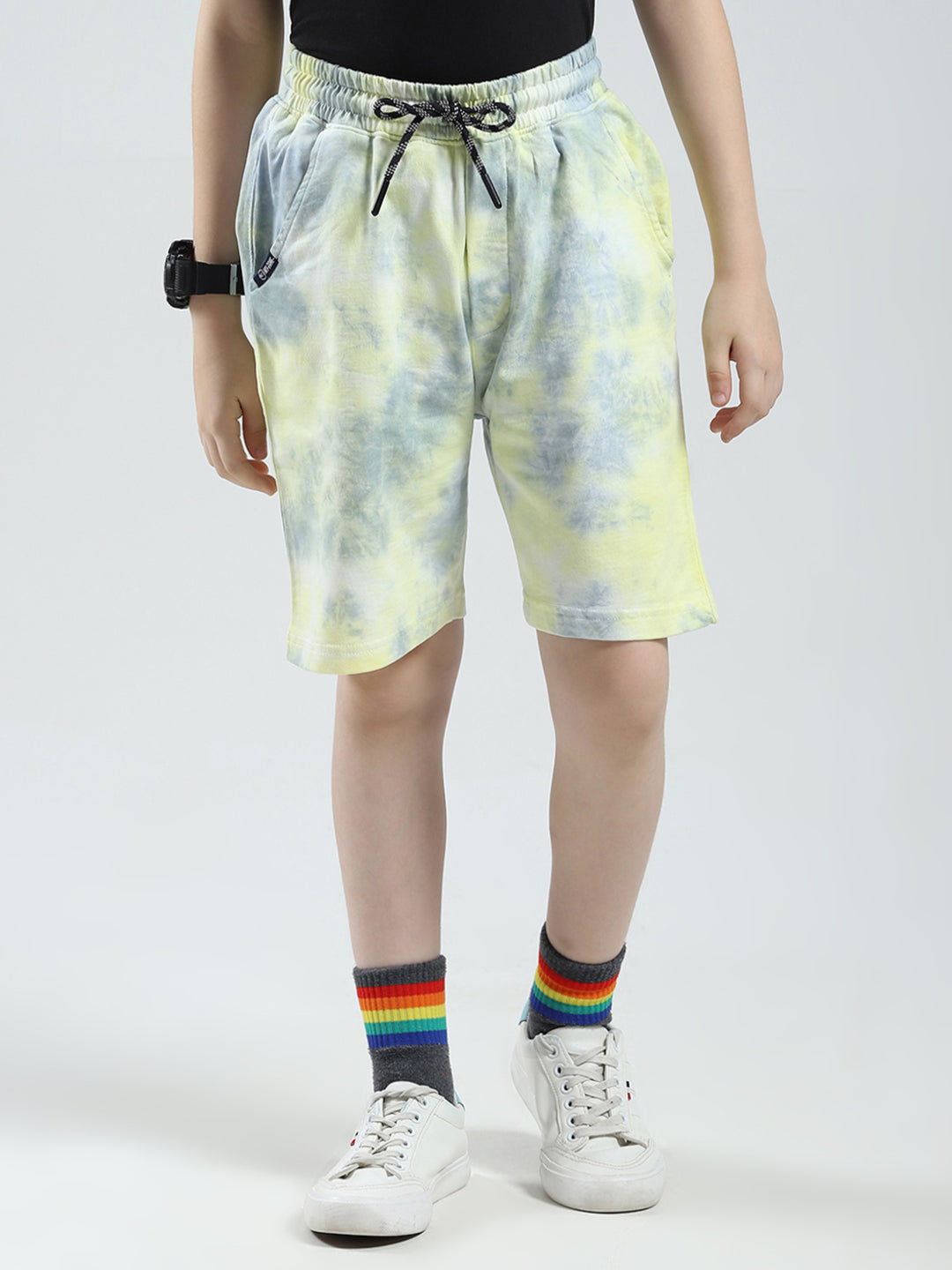 Boys Yellow Printed Regular Fit Bermuda