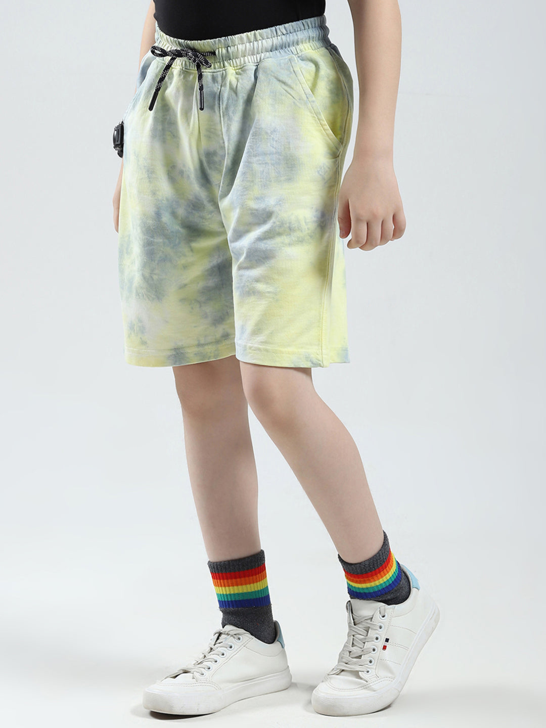 Boys Yellow Printed Regular Fit Bermuda