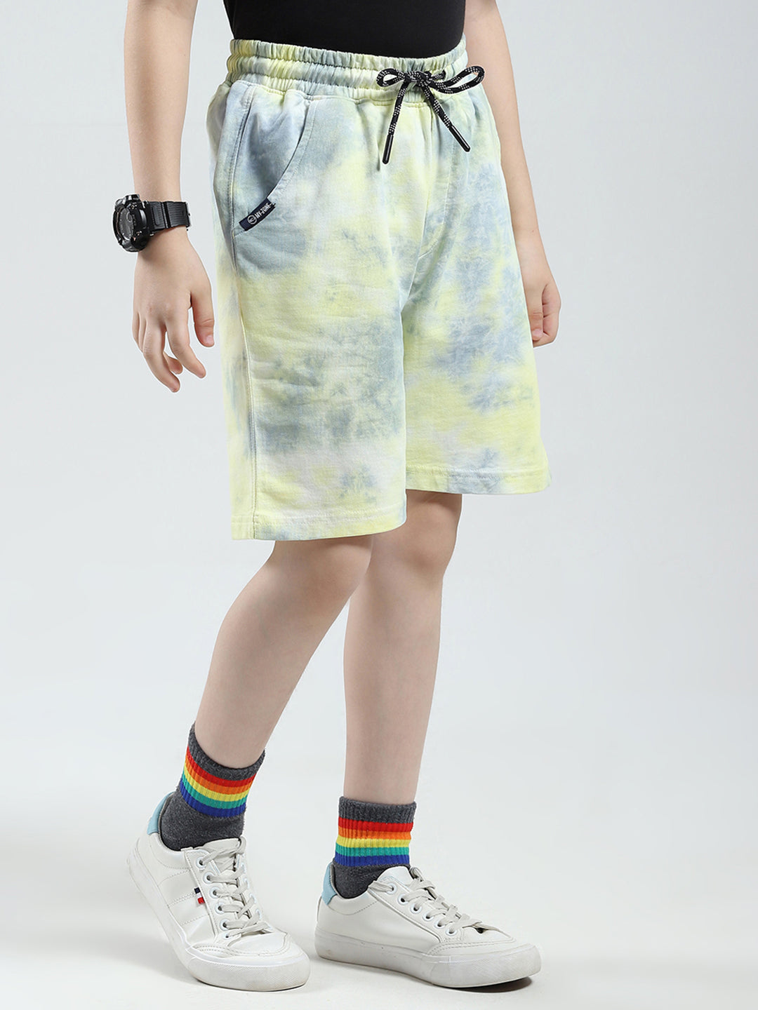 Boys Yellow Printed Regular Fit Bermuda