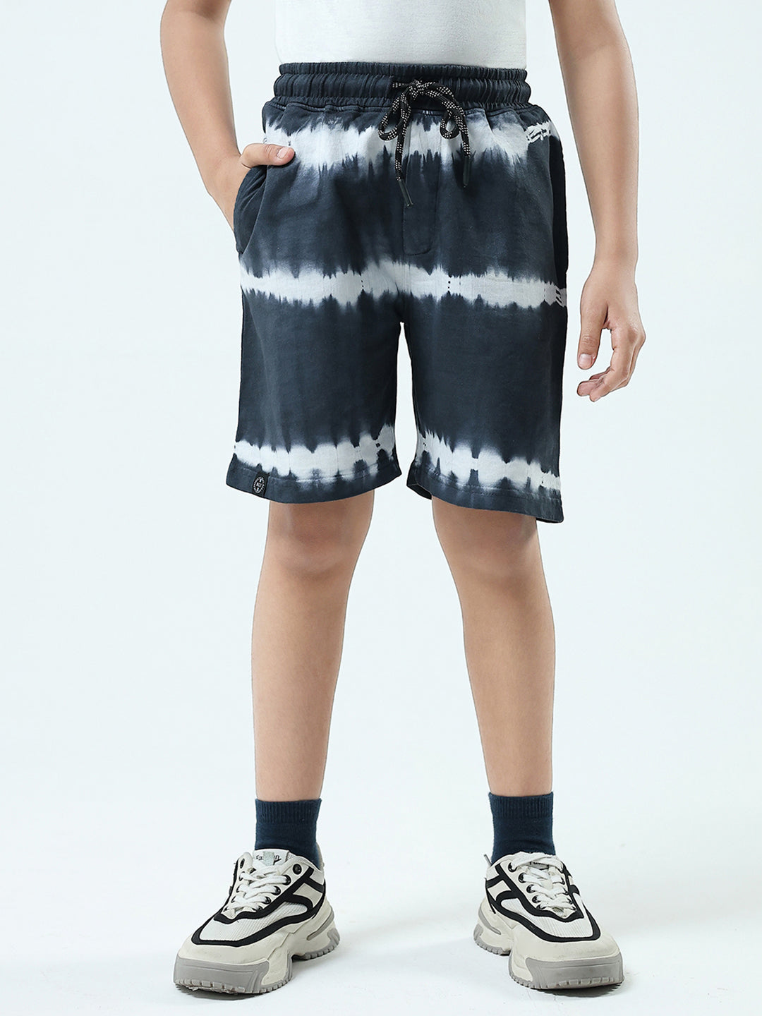 Boys Grey Printed Regular Fit Bermuda