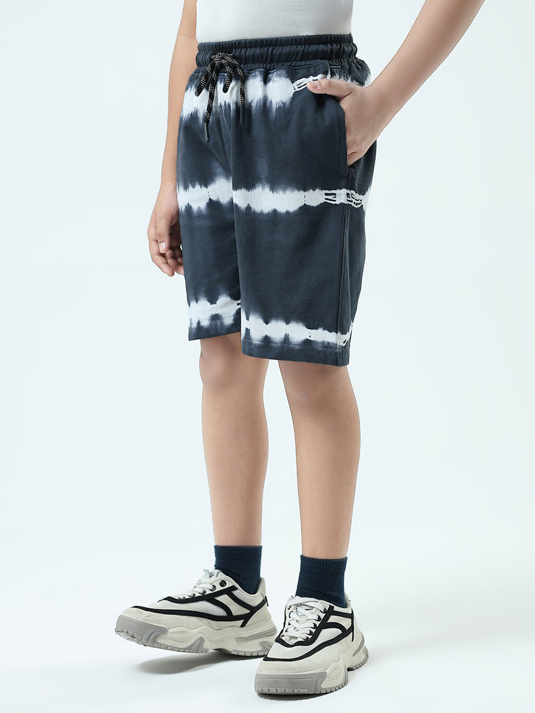 Boys Grey Printed Regular Fit Bermuda