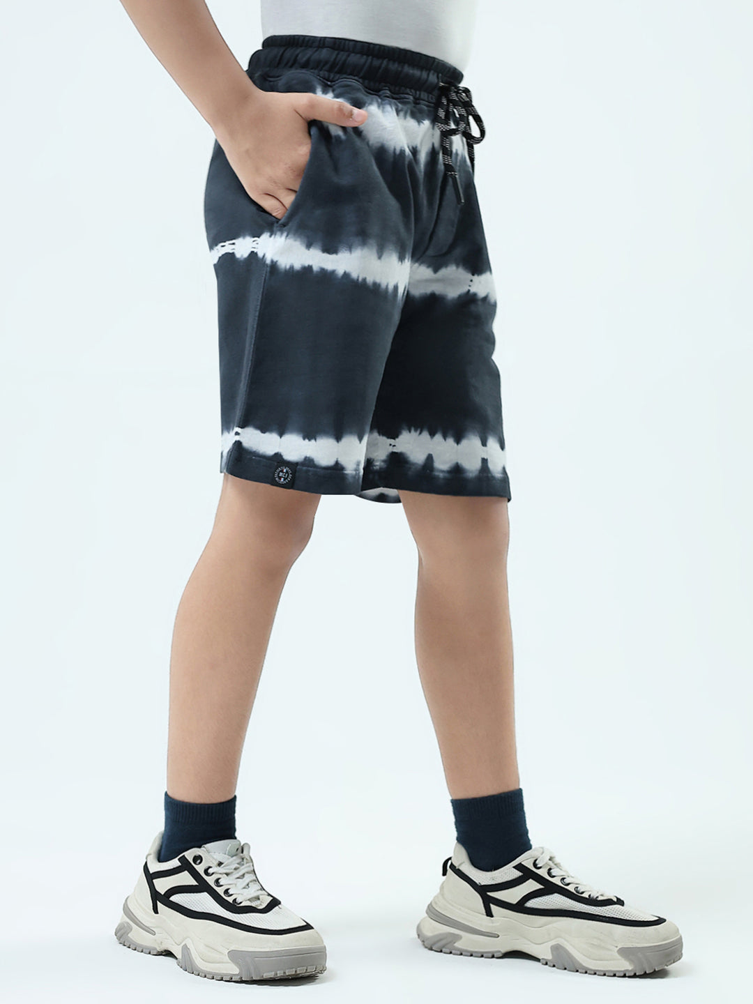 Boys Grey Printed Regular Fit Bermuda