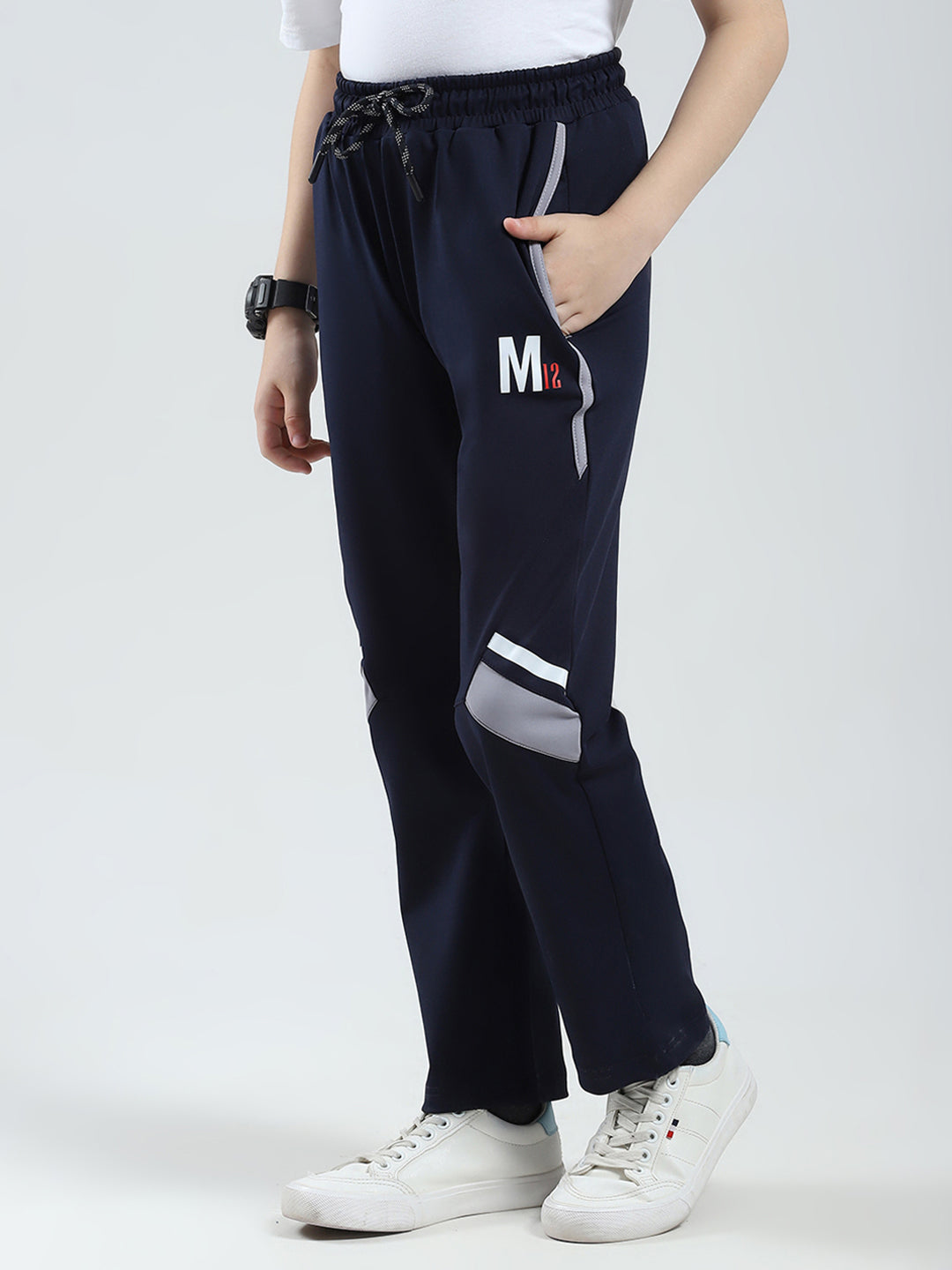 Boys Navy Blue Printed Regular Fit Lower