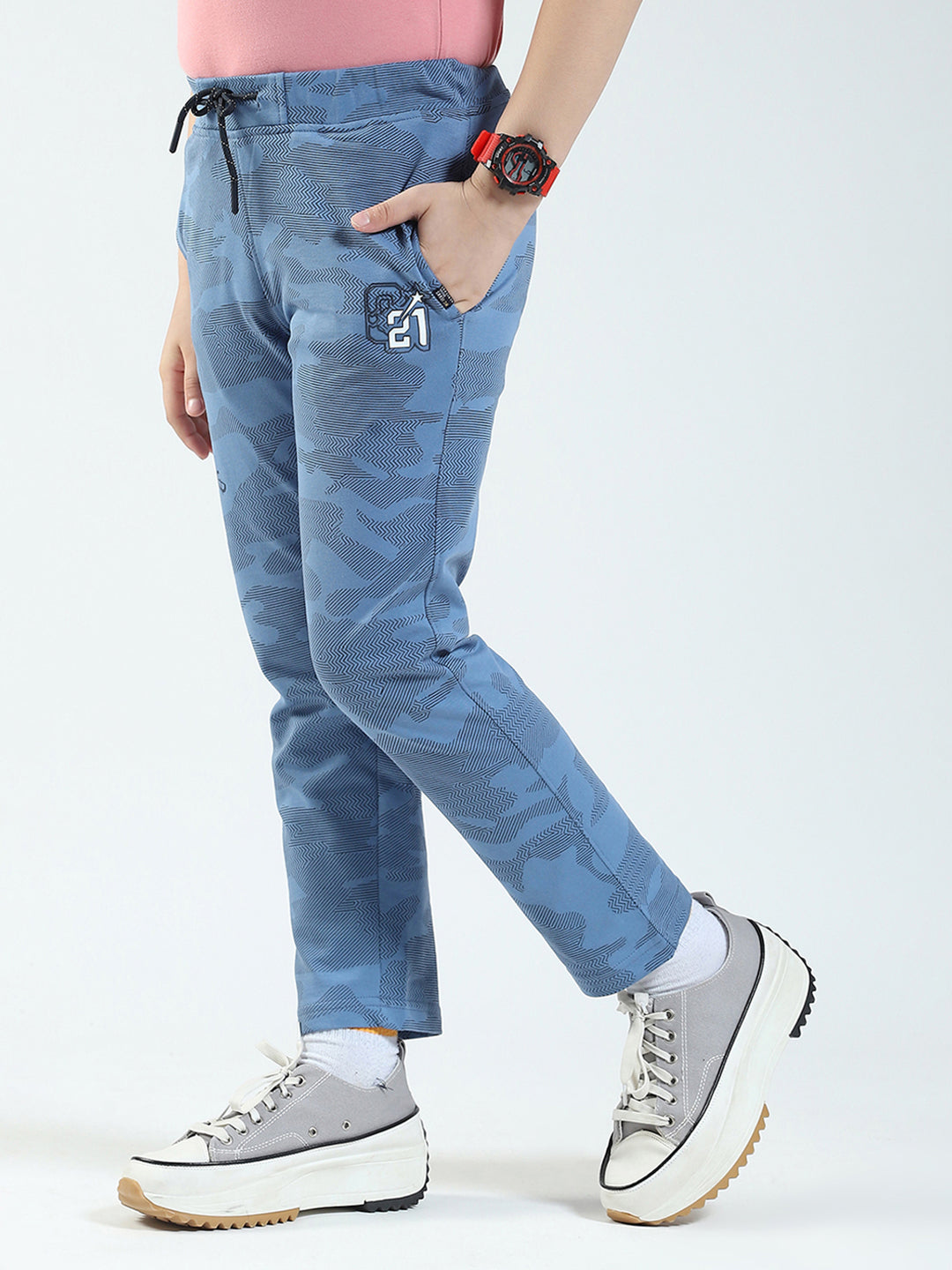 Boys Blue Solid Regular Fit Lower