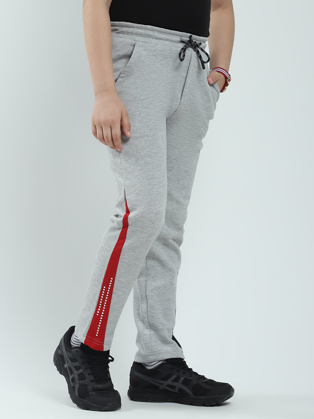 Boys Grey Solid Regular Fit Lower