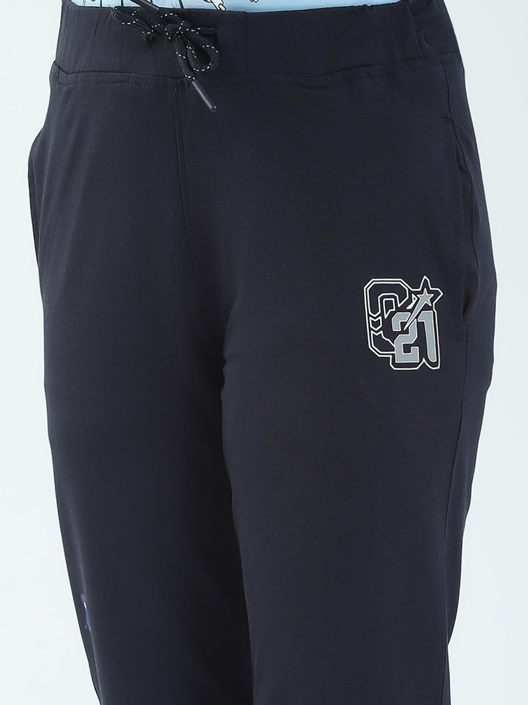 Boys Navy Blue Solid Regular Fit Lower