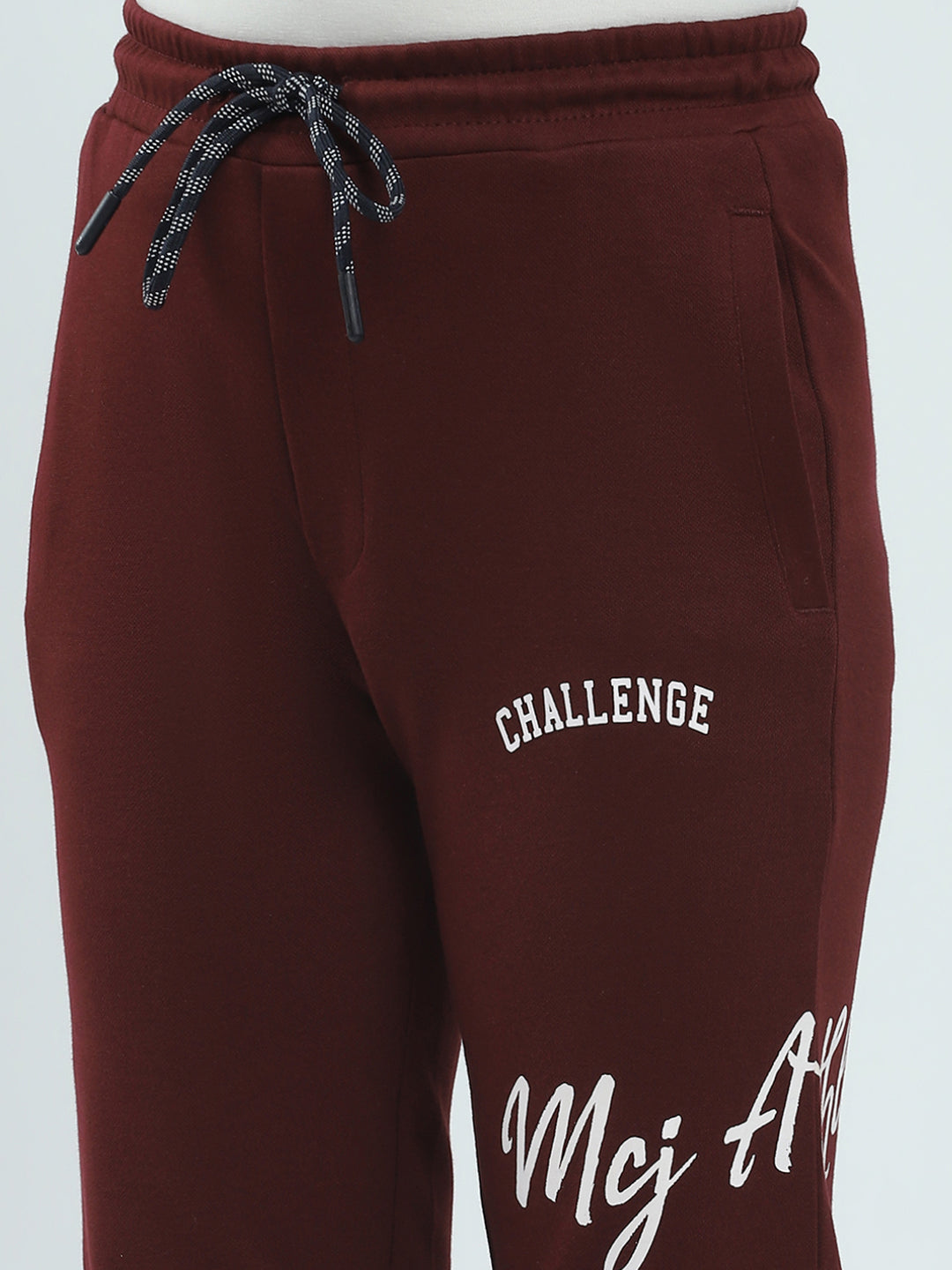 Boys Maroon Solid Regular Fit Lower