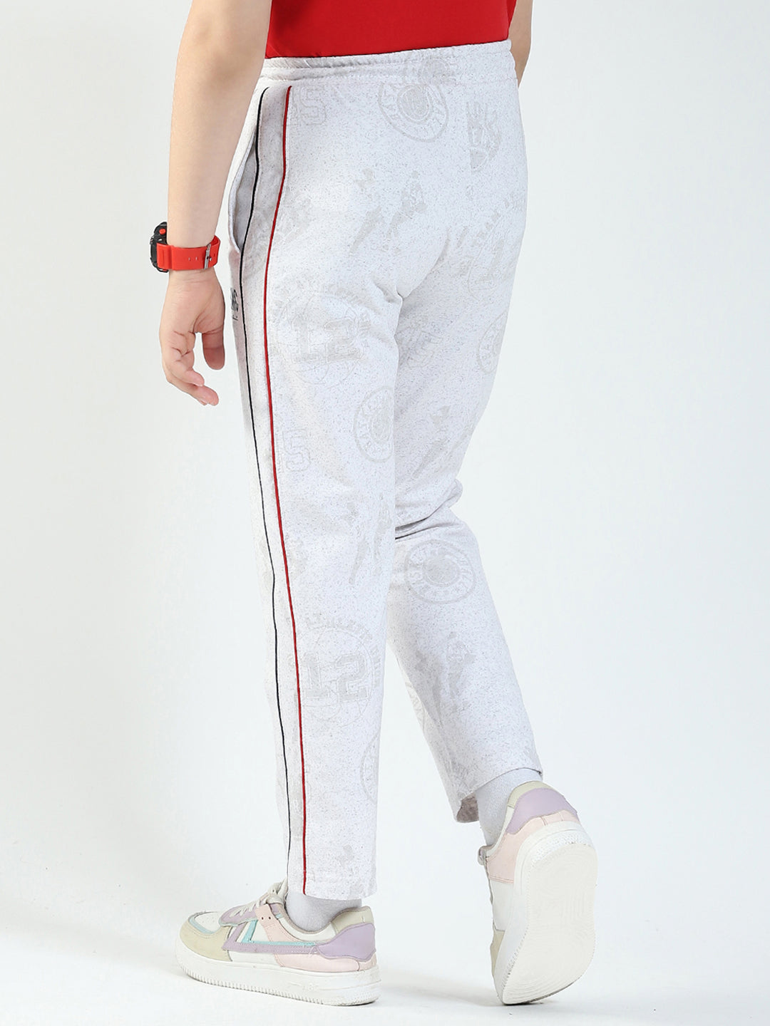 Boys White Printed Regular Fit Lower