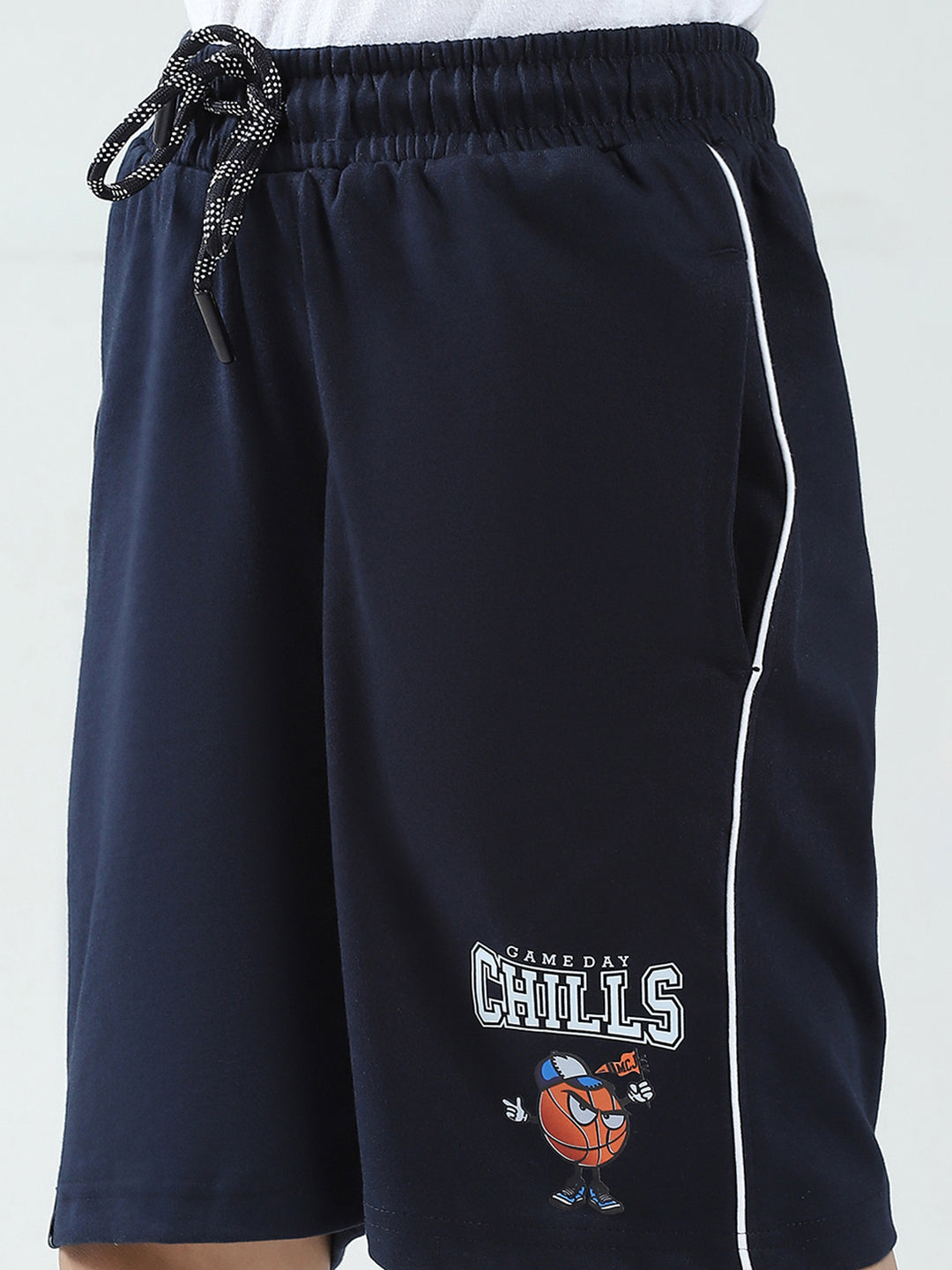 Boys Blue Printed Round Neck Half Sleeve Bermuda Set