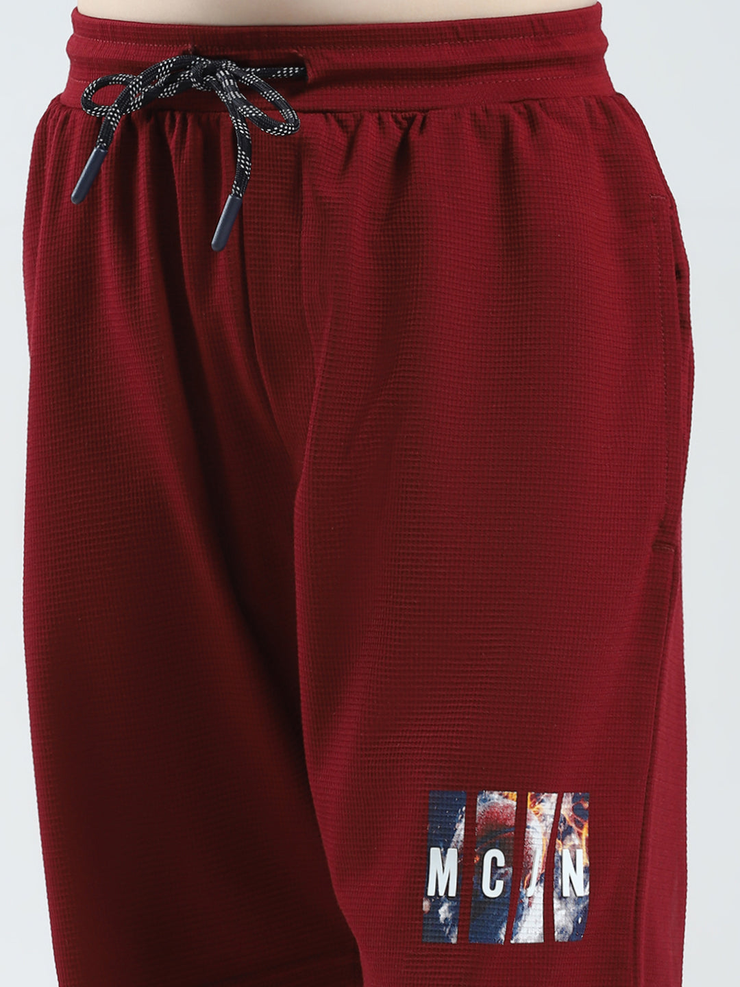 Boys Maroon Printed Round Neck Half Sleeve Bermuda Set