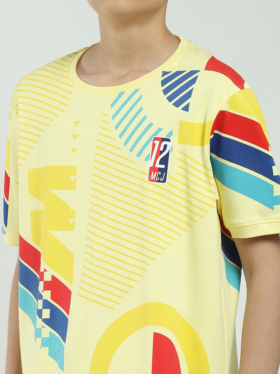 Boys Yellow Printed Round Neck Half Sleeve Bermuda Set