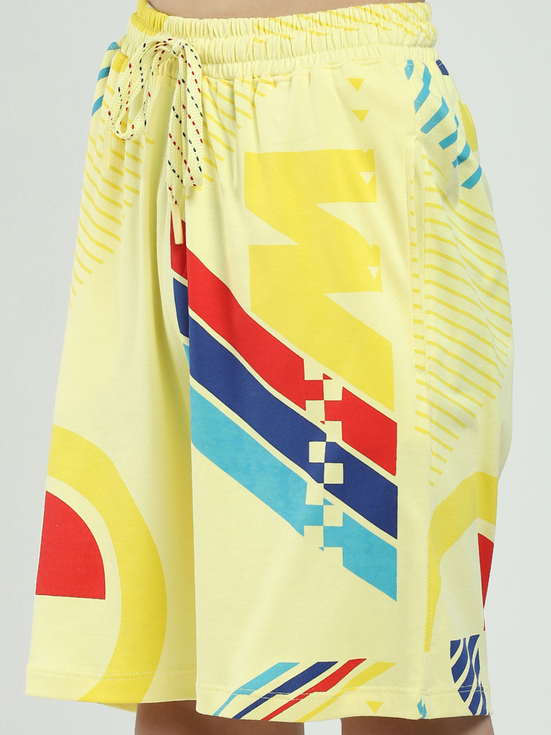 Boys Yellow Printed Round Neck Half Sleeve Bermuda Set