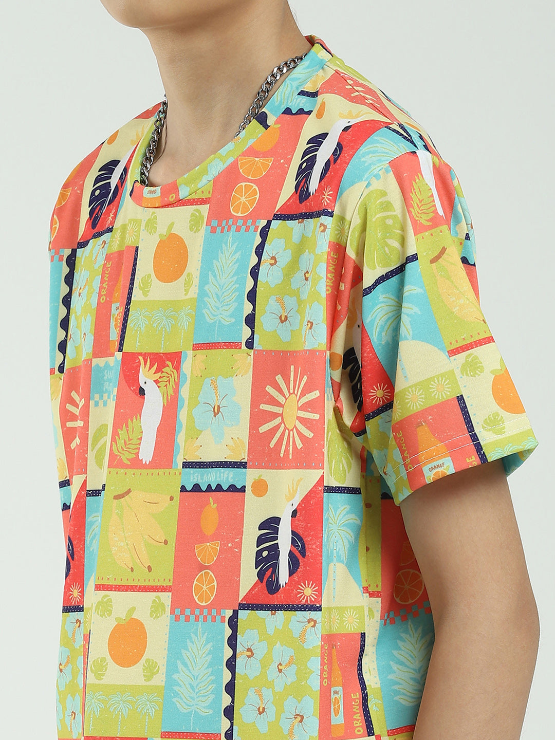 Boys Multicolor Printed Round Neck Half Sleeve Bermuda Set