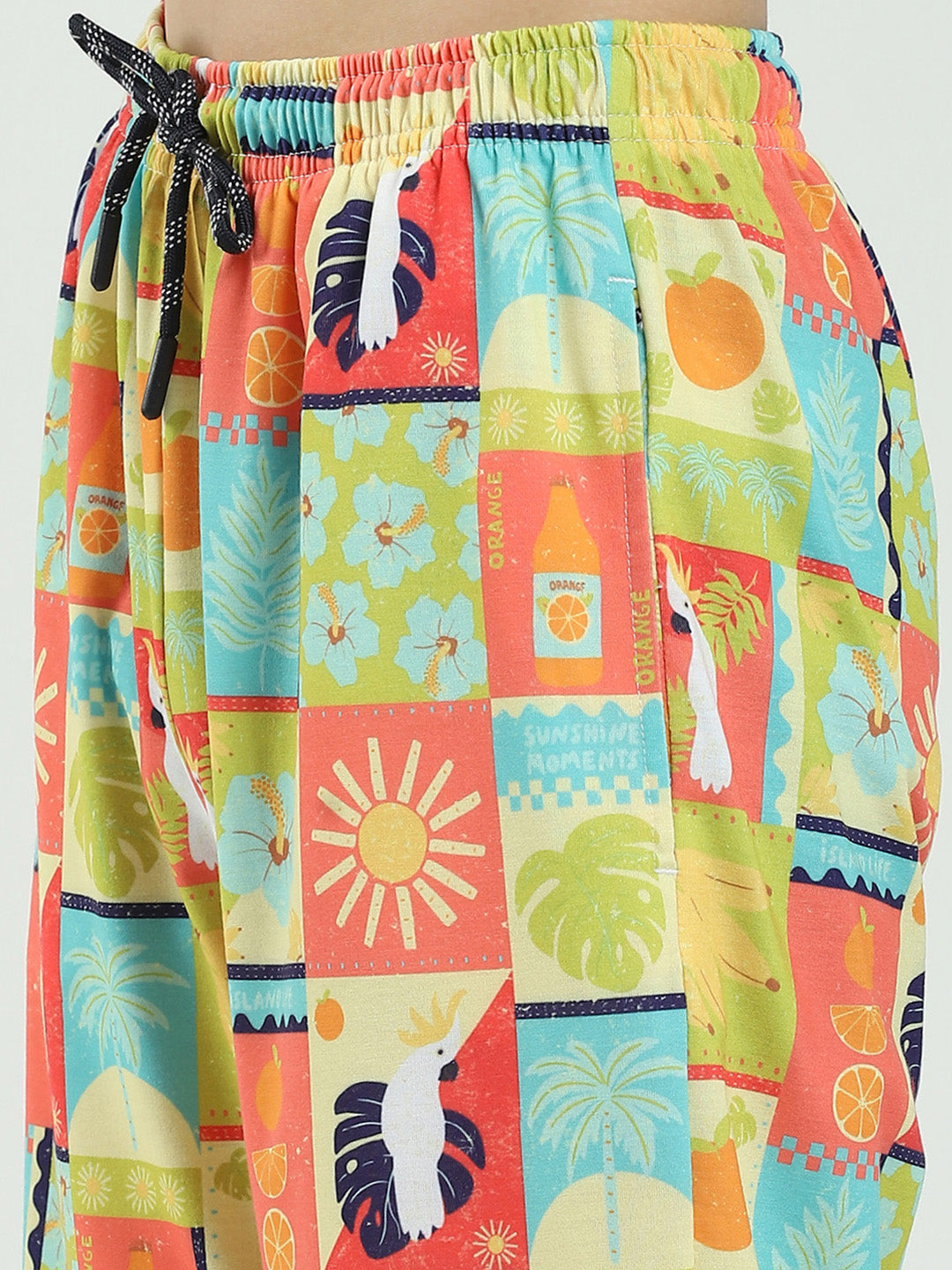 Boys Multicolor Printed Round Neck Half Sleeve Bermuda Set