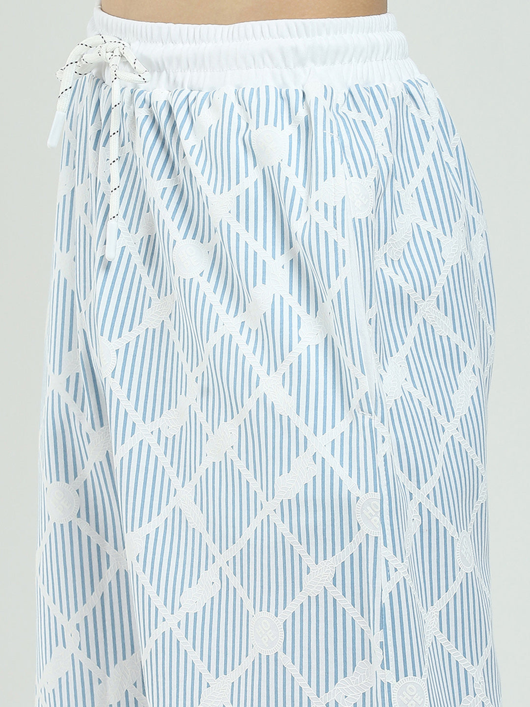 Boys Blue Printed Round Neck Half Sleeve Bermuda Set