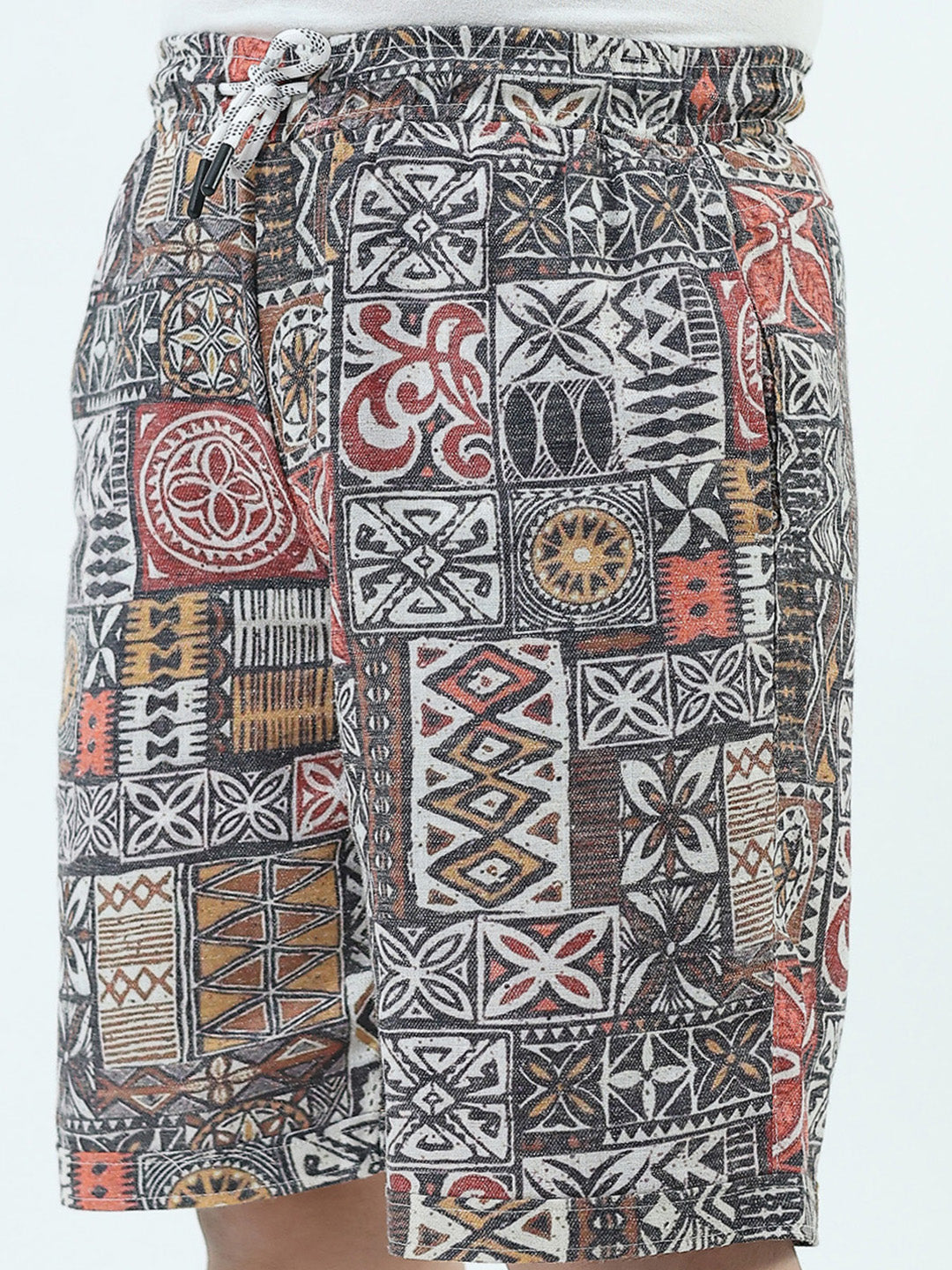 Boys Navy Blue Printed Collar Half Sleeve 3 Pcs Cords Set