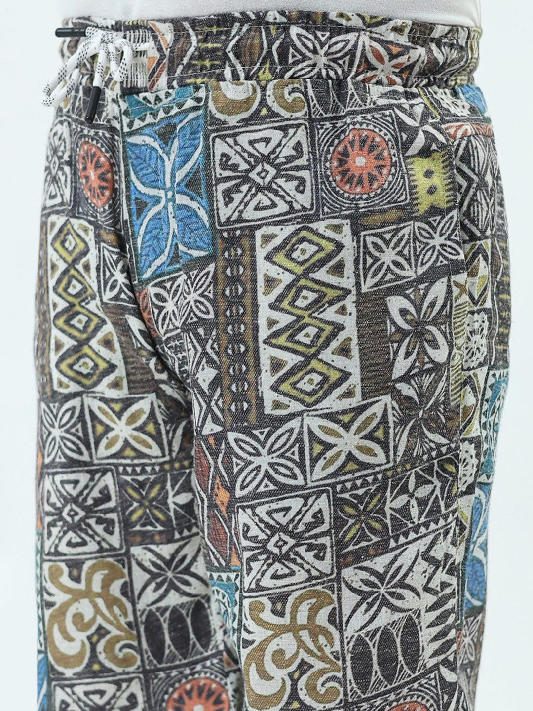 Boys Blue Printed Collar Half Sleeve 3 Pcs Cords Set