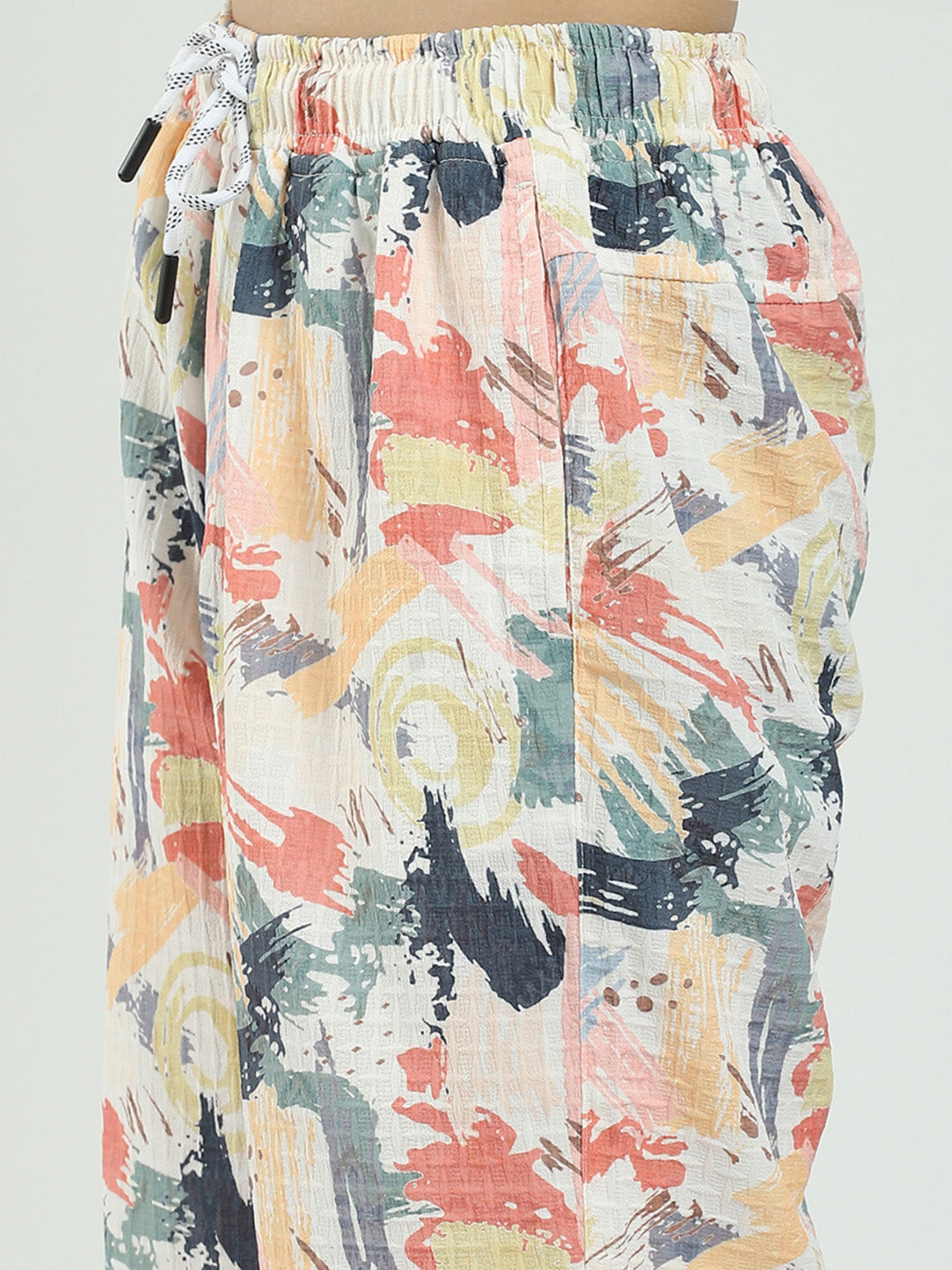 Boys Pink Printed Collar Half Sleeve Cords Set